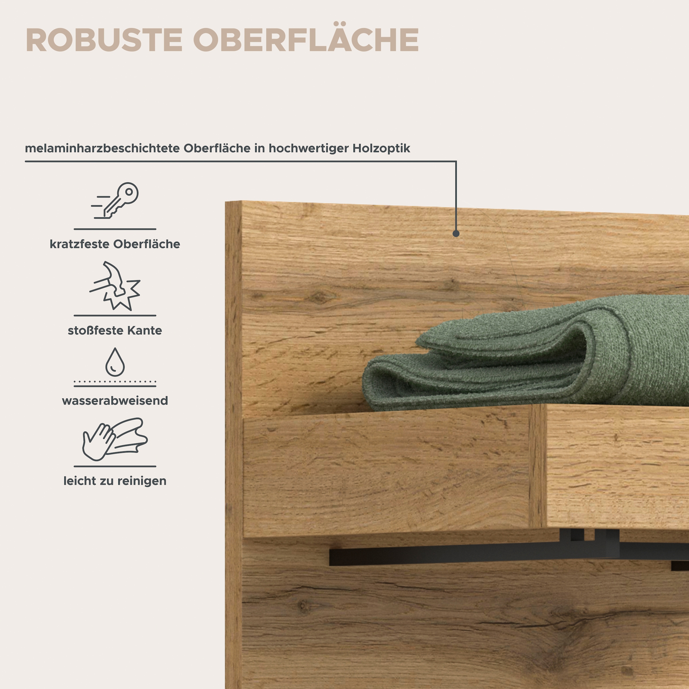 OTTO home Garderobenpaneel »MAMBO, TOPSELLER!, Höhe 150cm, 3 Haken, Ablageboden, Garderobenstange« individuell mit weiteren Artikeln der Serie MAMBO kombinierbar, 1 Stk. tlg. Paneel, Garderobe, Flur, Diele, Hakenleiste