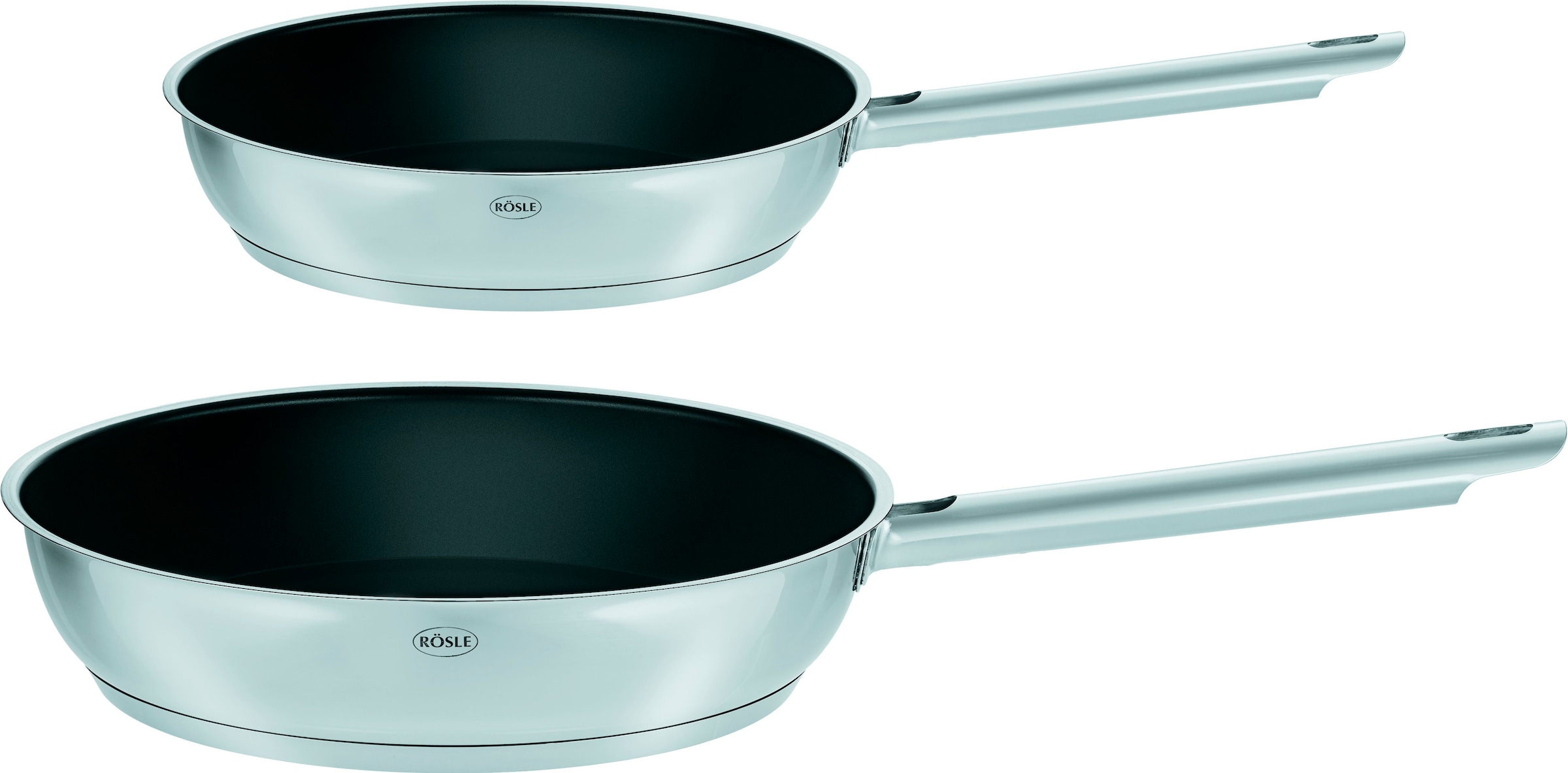 RÖSLE Pfannen-Set "ELEGANCE Keramik ProCera" Edelstahl 18/10 Set, Pfanne Ø 20 cm, Pfanne Ø 28 cm, 2 Stk. tlg. Ø 20/28 cm, spülmaschinengeeignet, Induktion