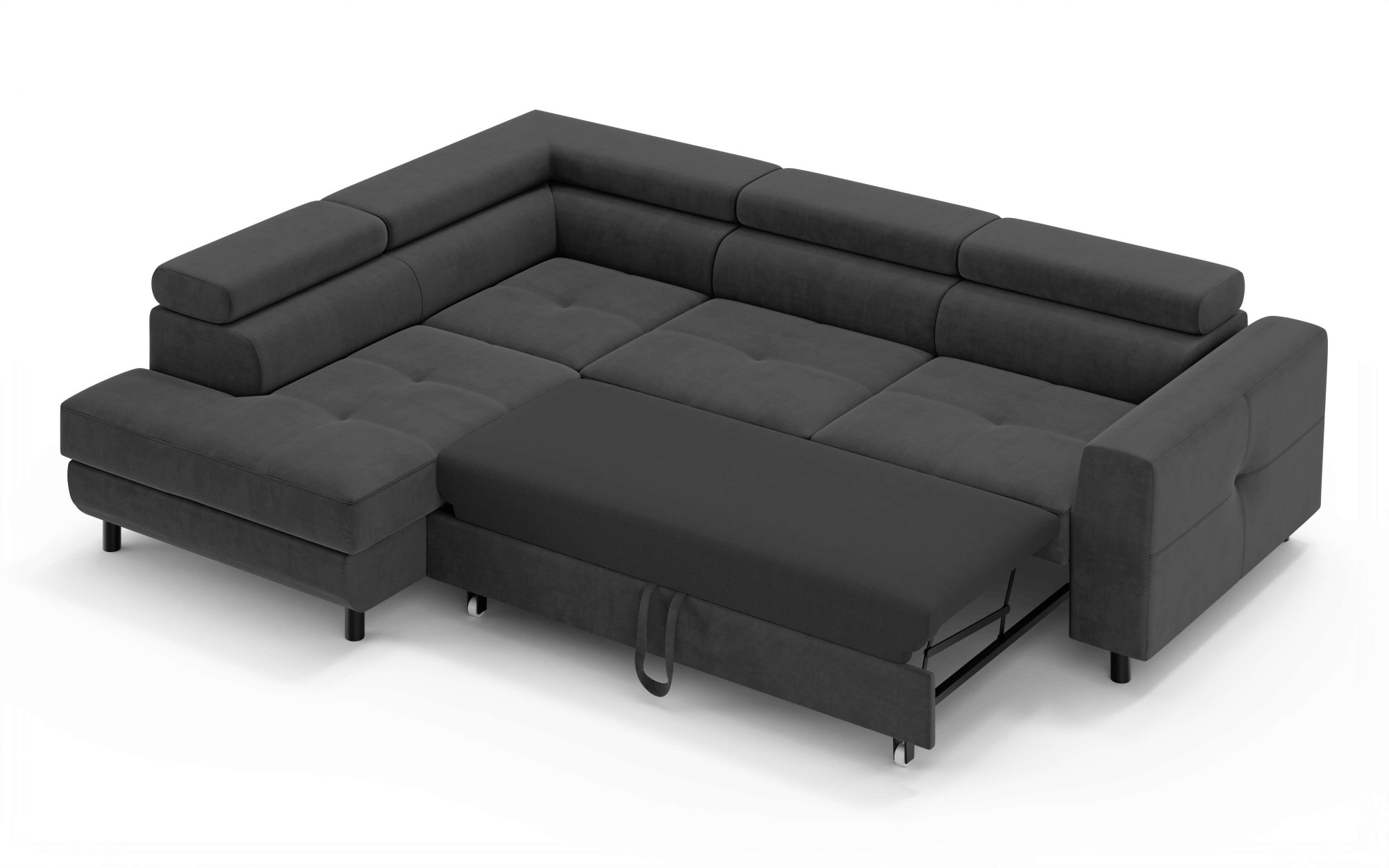 OTTO home Ecksofa »AADEN Schlafsofa mit verstellbaren Kopfstützen, B/T/H: 254/199/90 cm«, mit Bettfunktion und Bettkasten, Ottomane rechts/links bestellbar