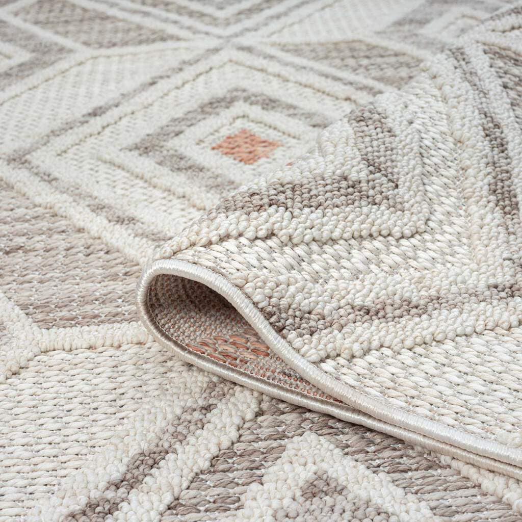Carpet City Teppich »LINDO 8875«, rechteckig, 11 mm Höhe, Kurzflor, Hochtief-Muster/ 3D-Effekt, Fransen, Boho-Stil, Wohnzimmer