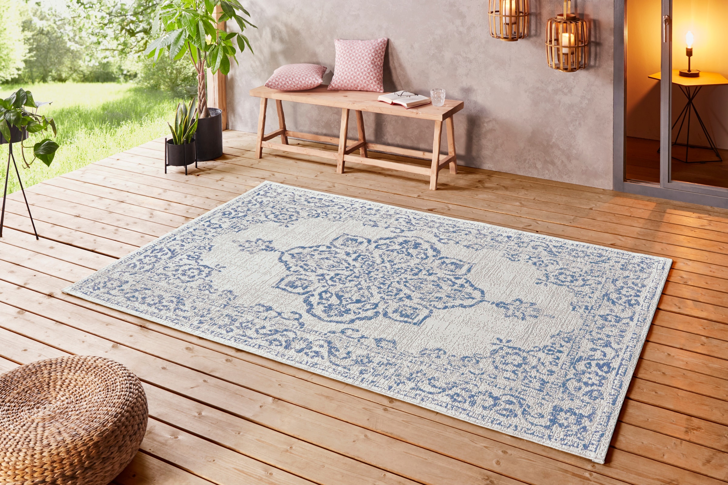 NORTHRUGS Teppich »Tilos«, rechteckig, 8 mm Höhe, In- & Outdoor, Kurzflor, Orientalisch, Vintage, Wohnzimmer, Garten