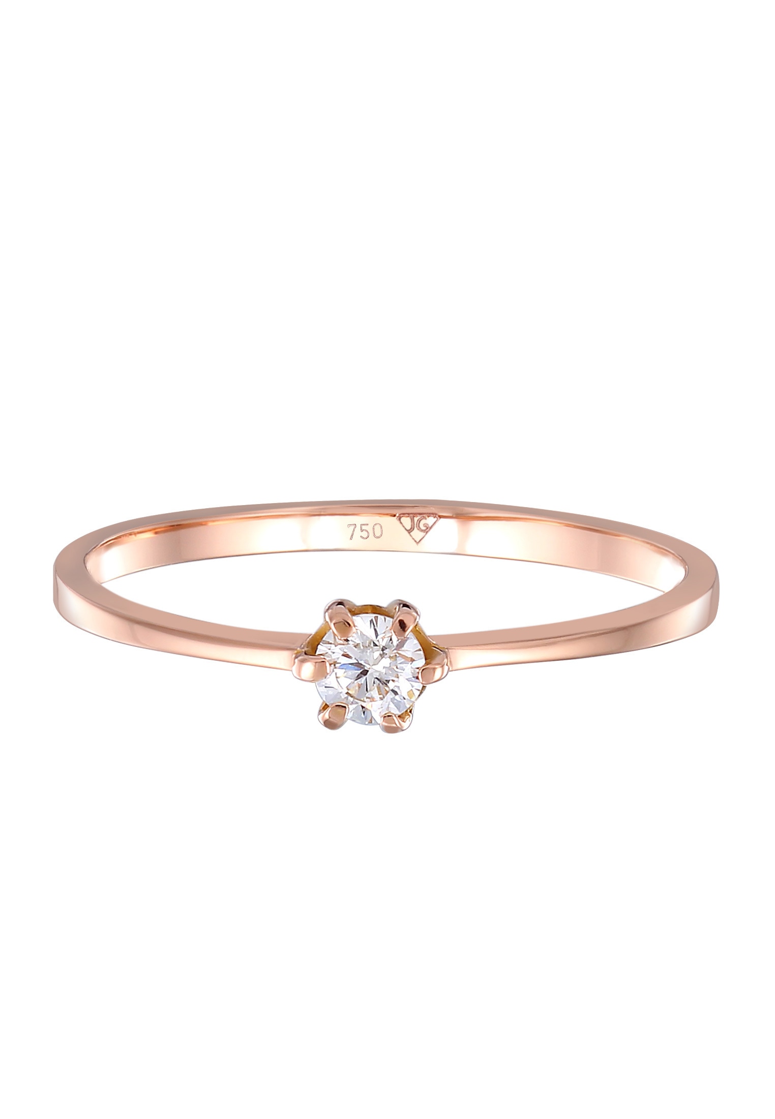 Elli DIAMONDS Diamantring »Ring Solitär Diamanten Weiß Brillantschliff (0.011 ct) 750 Rosegold«