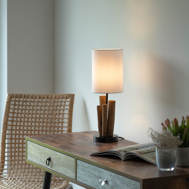 Tischleuchte »Horgau«, 1 flammig-flammig, Holz - Optik, Vintage Style, Schnurschalter,...