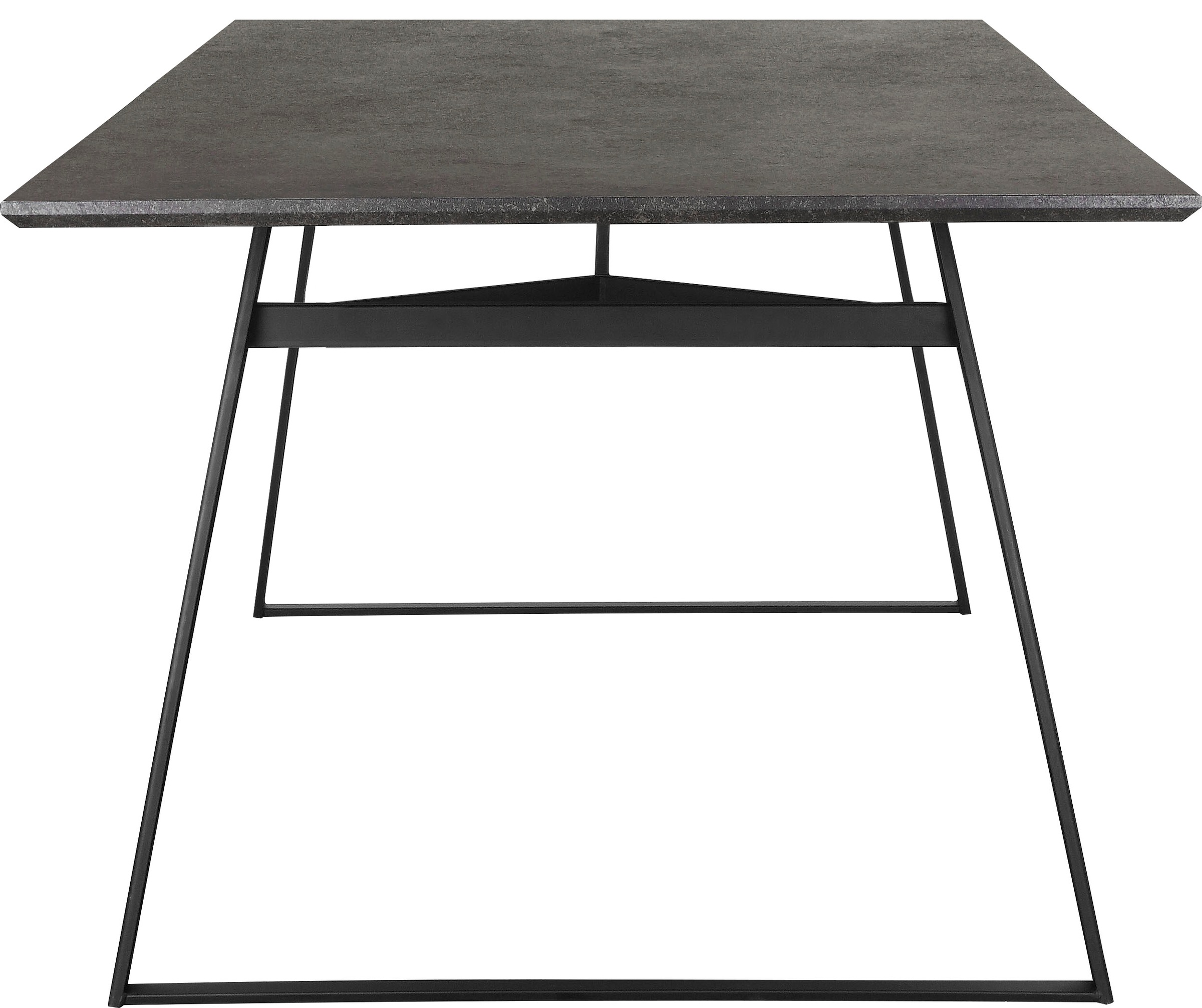 Places of Style Esstisch »Caivano«, (1 St.), mit Tischplatte in Beton Optik, Gestell aus Metall schwarz, Höhe 76 cm