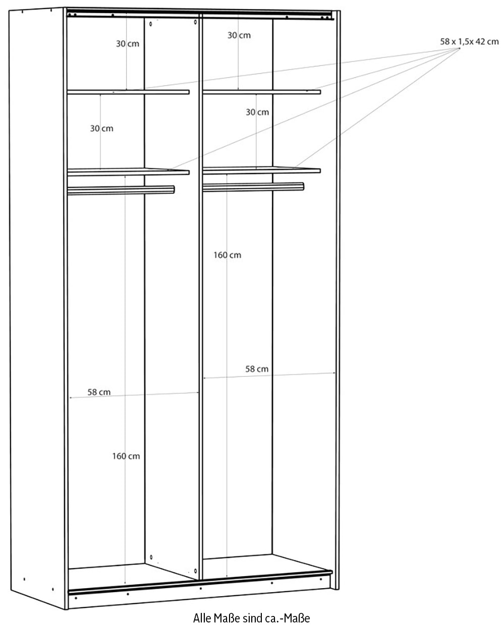 FORTE Schwebetürenschrank »Fittio. Made in Europe, 2 Schiebetüren, modernes Design« Höhe 2,35 mtr, stehende Montage, Spiegel