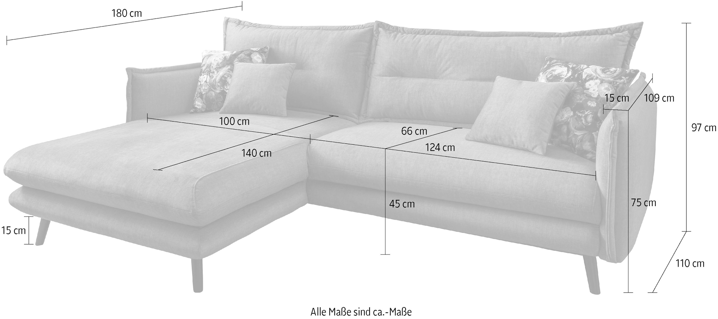 INOSIGN Ecksofa »Lazio modernes Design, bequem, schmale Armlehnen, OTTOs Choice« zwei verschiedene Fußfarben wählbar