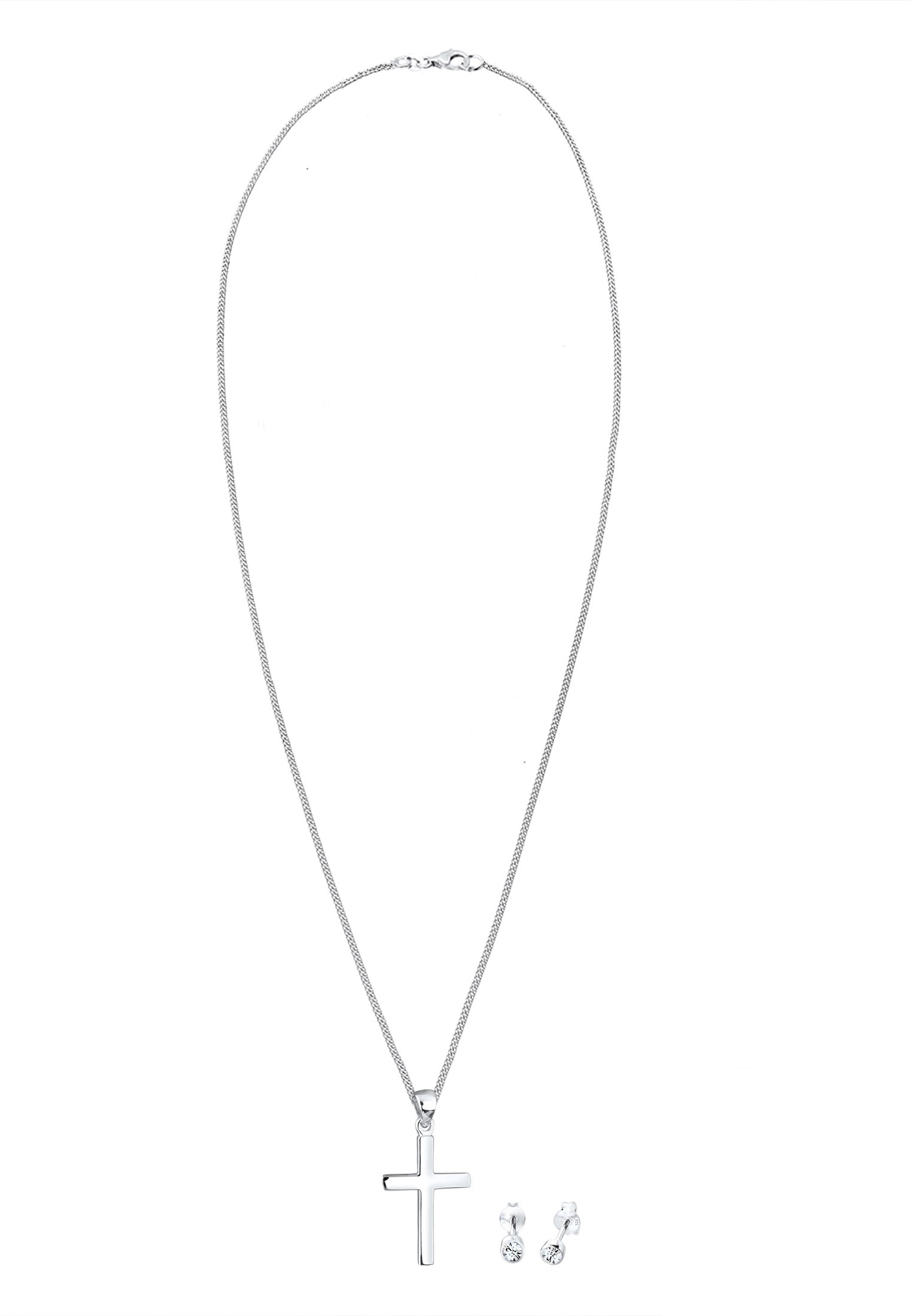 Elli Ohrring und Ketten Set »Schmuckset Kette Kreuz und Stecker 925 Silber, mit Kristallen von Swarovski®« ()