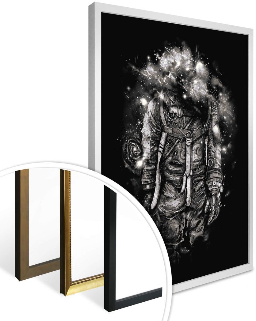 Wall-Art Poster »Universum Astronaut Schwarz Galaxie«, Astronaut, (1 St.),  Poster, Wandbild, Bild, Wandposter auf Rechnung bestellen
