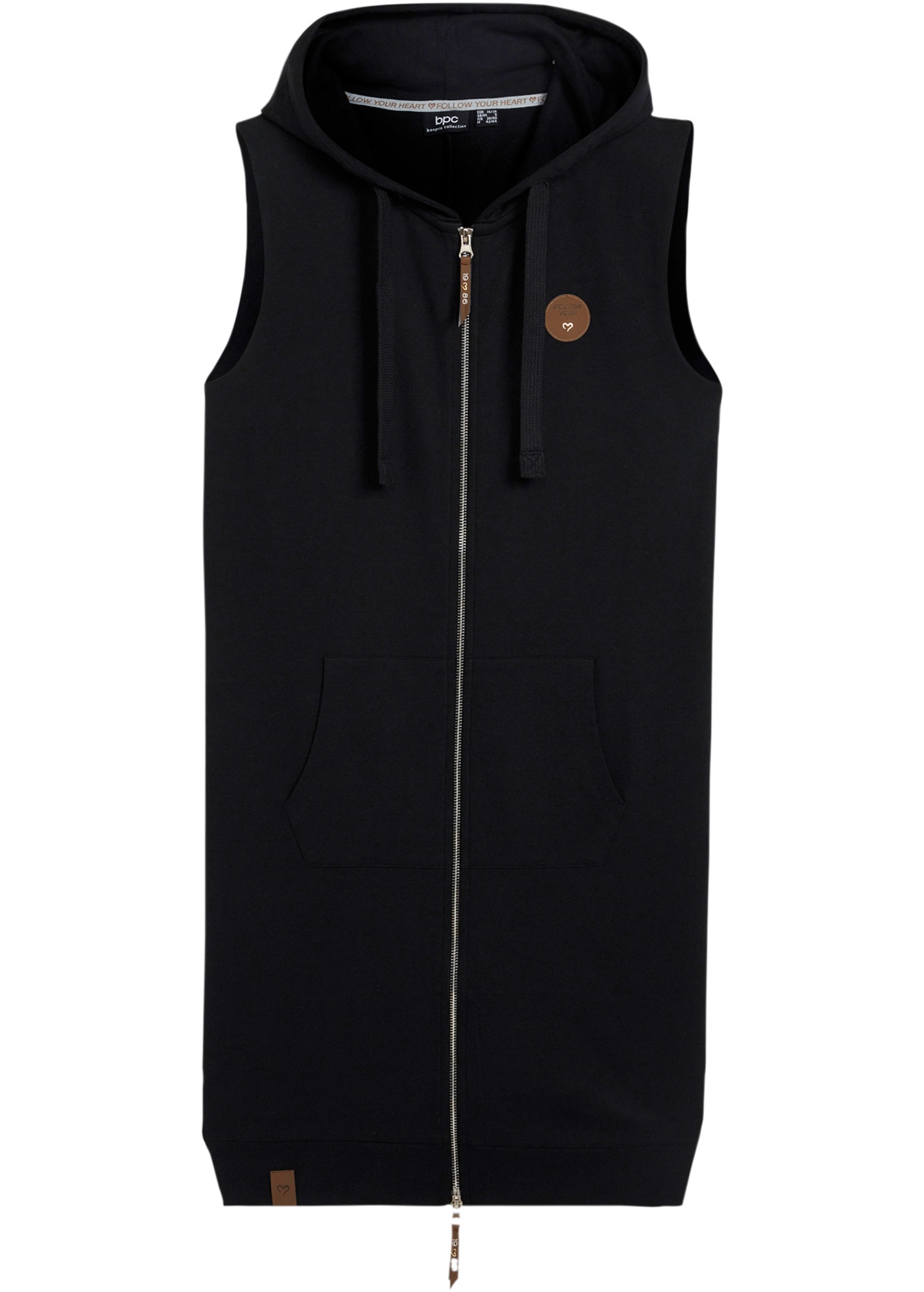 bonprix Sweatweste aus Baumwolle und Polyester, lange Weste mit Kapuze