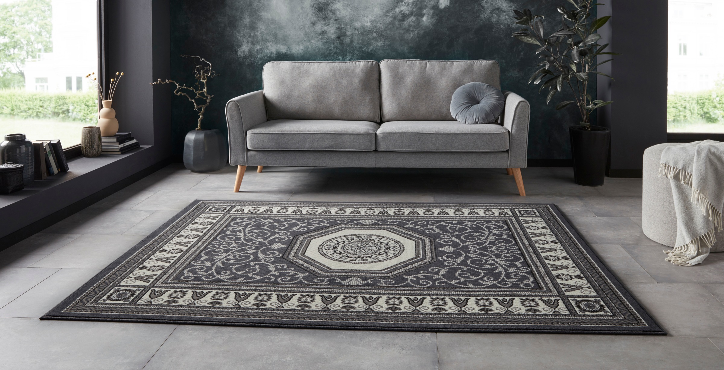 Home affaire Teppich »Nolen«, rechteckig, 8 mm Höhe, Kurzflor, Orient Optik, Vintage Design,Robust, Pflegeleicht, Gekettelt