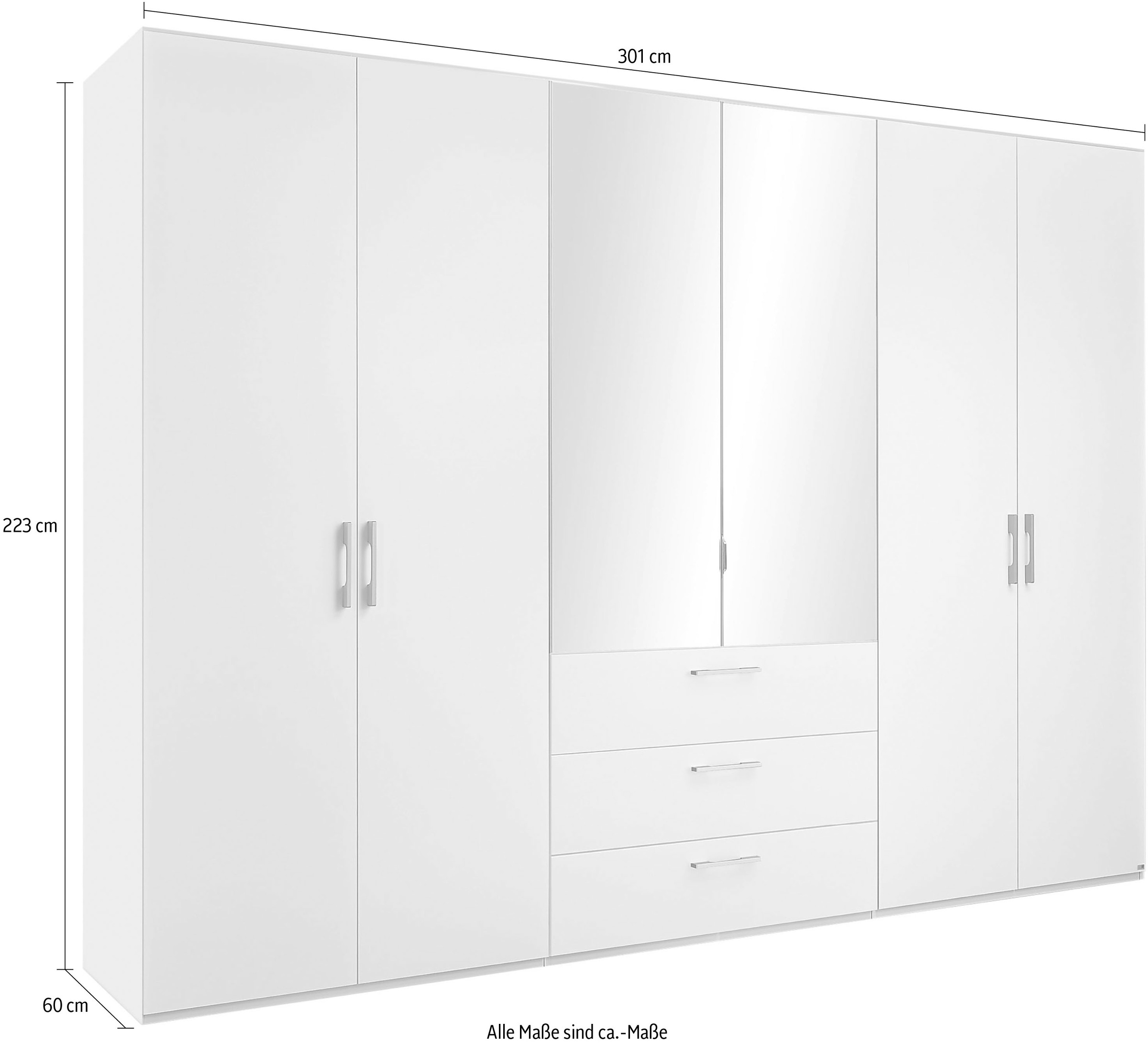 set one by Musterring Drehtürenschrank »Henderson«, mit Spiegel und 3 Schubladen, inkl. Fachböden und Kleiderstangen