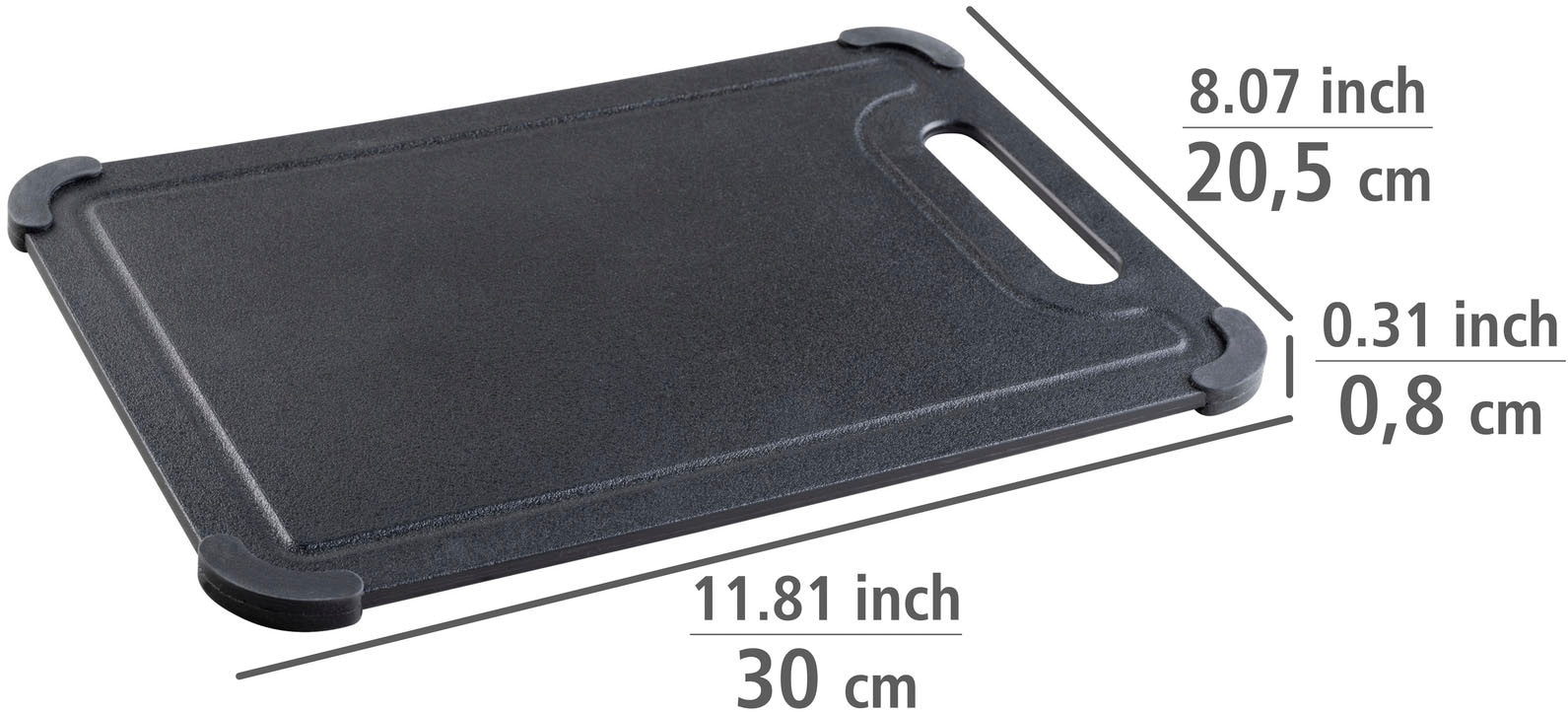 WENKO Schneidebrett »Modell Peet«, (Set, 2 St.), Küchenbrett mit Anti-Rutsch-Ecken und Saftrille, spülmaschinengeeignet