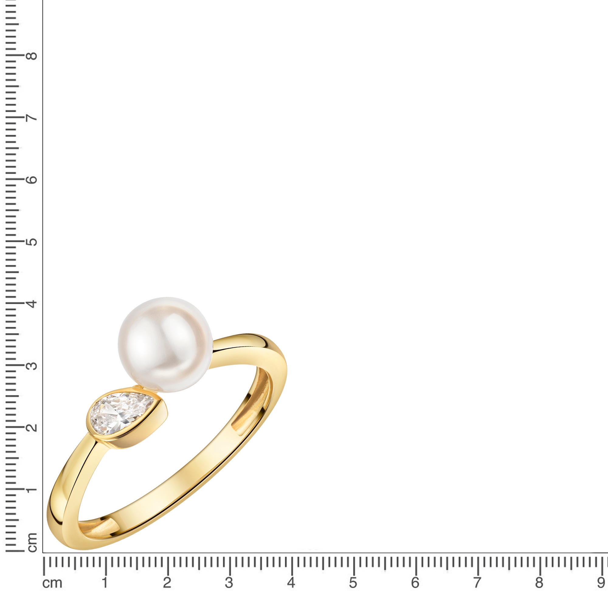 Firetti Fingerring »Schmuck Geschenk Gold 333 Damenring Ring Tropfen« mit Zirkonia (synth.) - mit Süßwasserzuchtperle