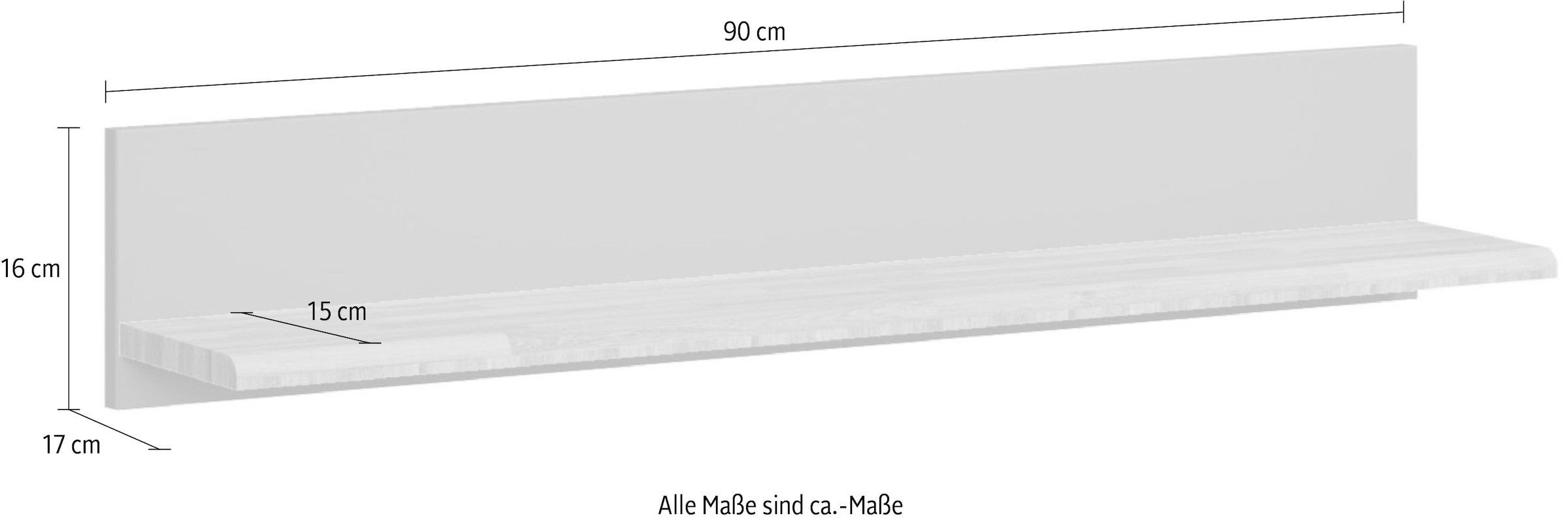 Home affaire Wandregal »Ribe,2er Set,teilmassiv mit massiver Ablagefläche, Breite: je 90 cm« Set, 2 Stk. tlg. Ablageflächen Eiche massiv