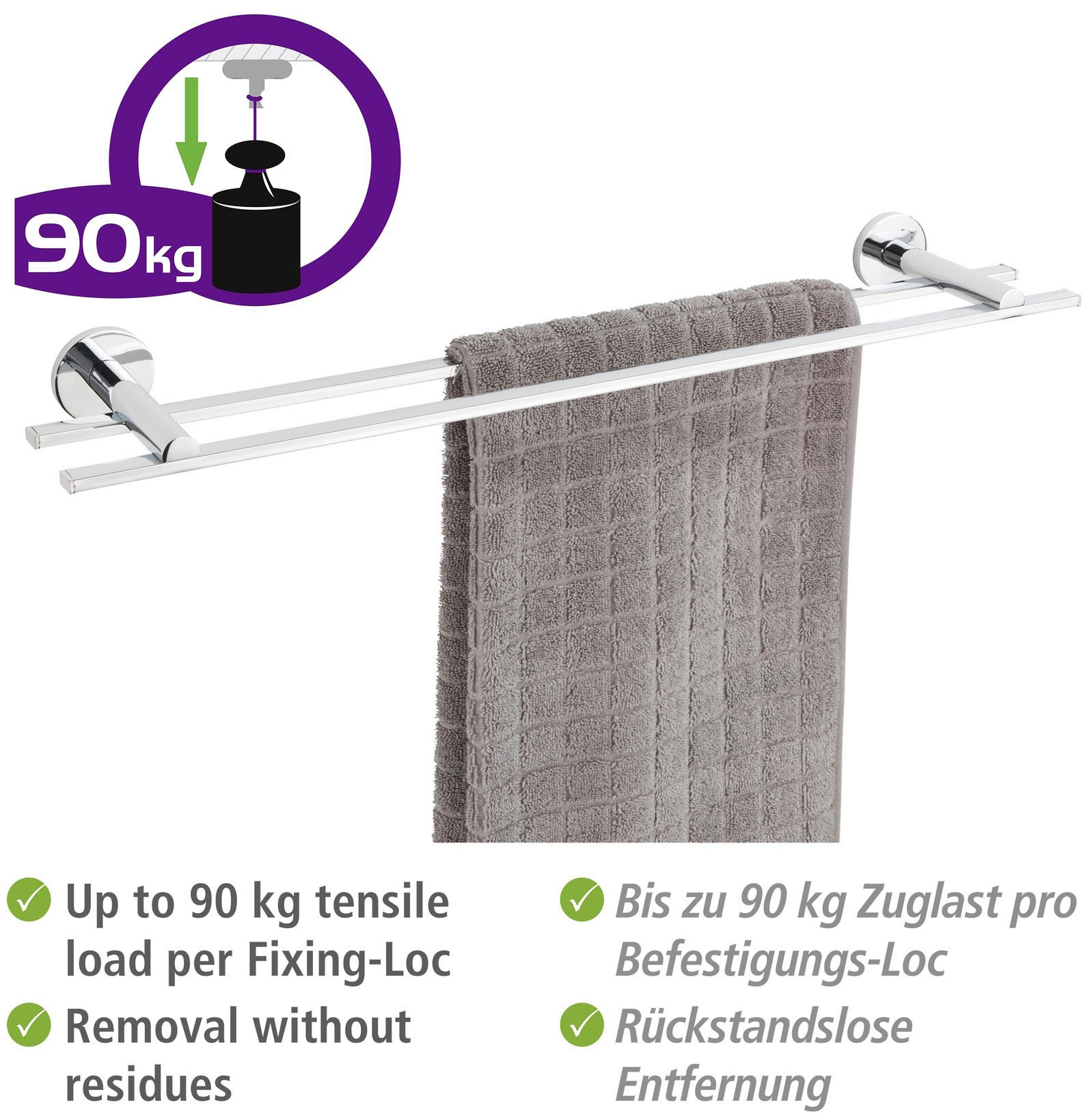 WENKO Handtuchstange »UV-Loc® Isera« befestigen ohne Bohren