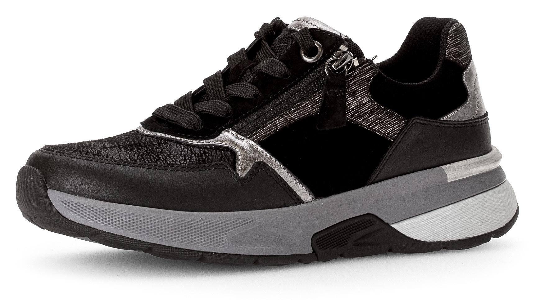 Gabor Rollingsoft Keilsneaker, Keilabsatz, Freizeitschuh, Halbschuh, Schnürschuh, Kontrastbesätze