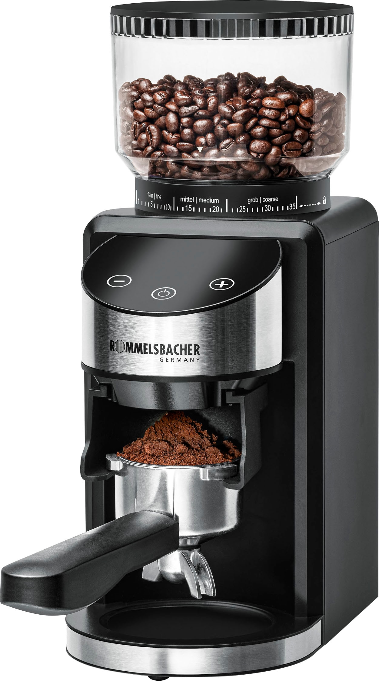 Rommelsbacher Kaffeemühle »EKM 400«, 200 W, Kegelmahlwerk, 220 g Bohnenbehälter, mit Kegelmahlwerk, Antistatik-Funktion, 35 Mahlgrade