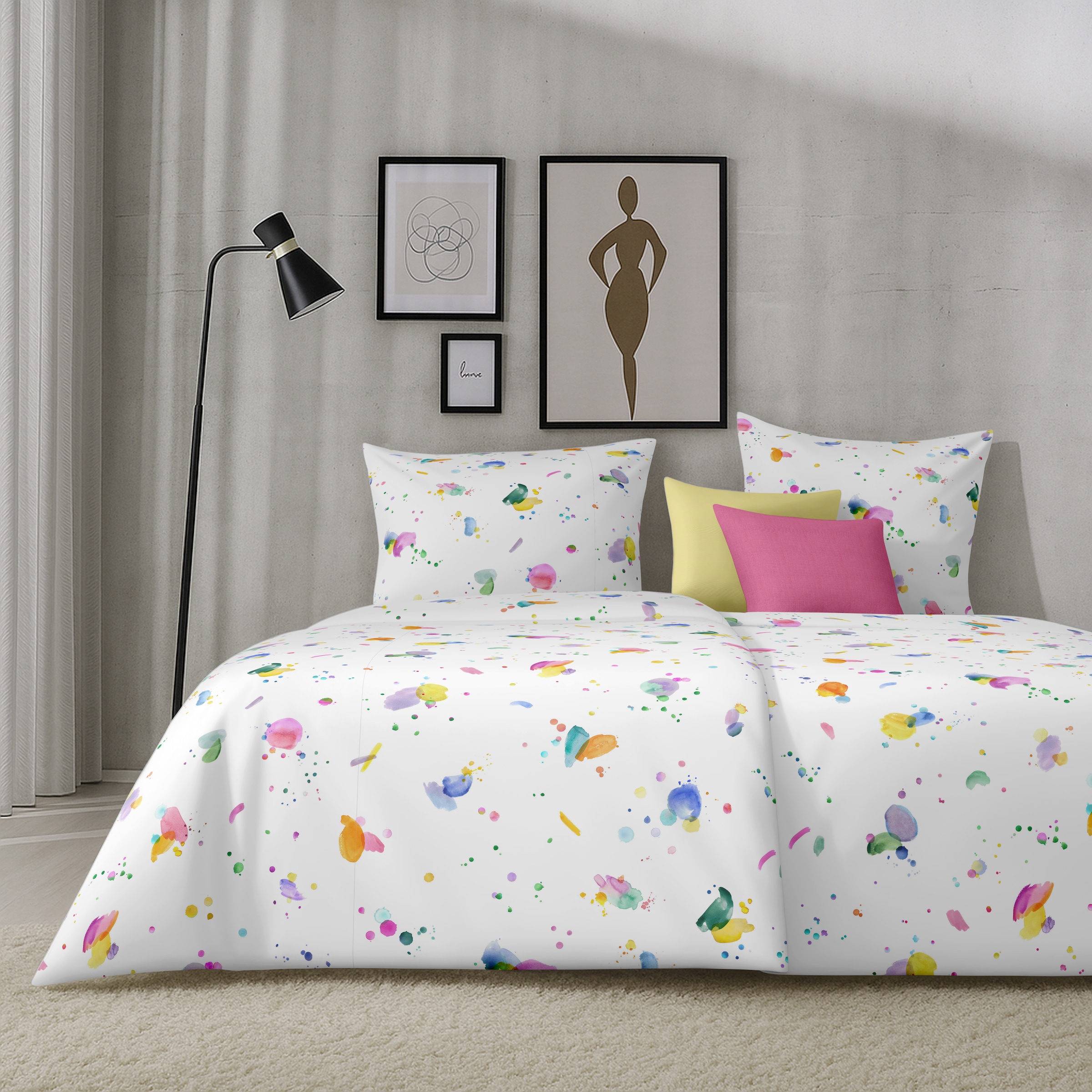 APELT Bettwäsche »Kleks« 2 tlg. Bettwäsche-Set mit Reißverschluss, Baumwoll-Satin, Digitaldruck