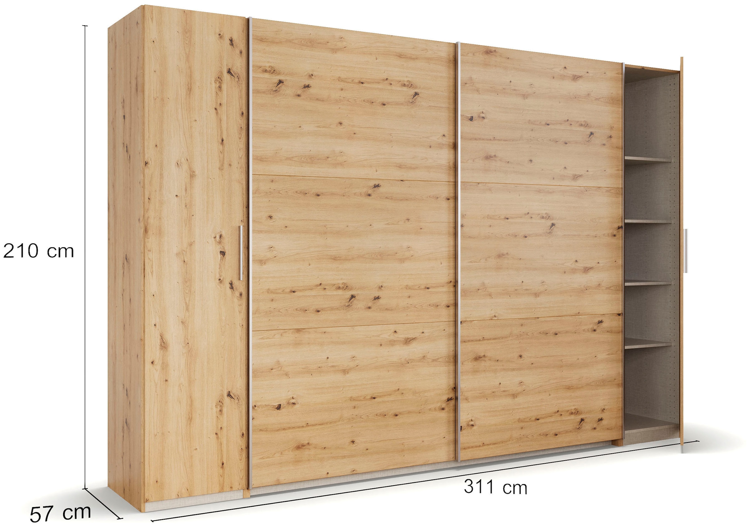 rauch Schwebetürenschrank »Kleiderschrank Schrank Breiten 131/175/218/261 cm KRONACH TOPSELLER« 3 verschiedene Ausstattungen BASIC/CLASSIC/PREMIUM (inkl. SOFT-CLOSE),  mit Dreh- und Schwebetüren und vielen Einlegeböden MADE IN GERMANY