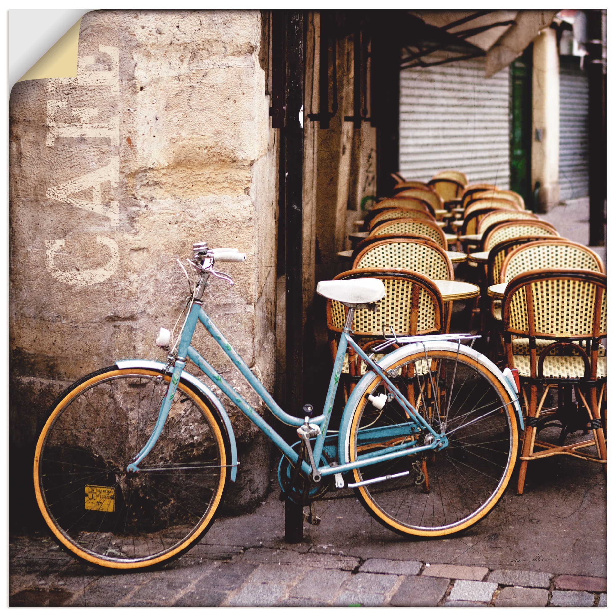 Artland Wandbild »Fahrrad am Fahrräder, Wandaufkleber auf in St.), Rechnung Poster Café«, Größen als versch. Leinwandbild, (1 oder kaufen