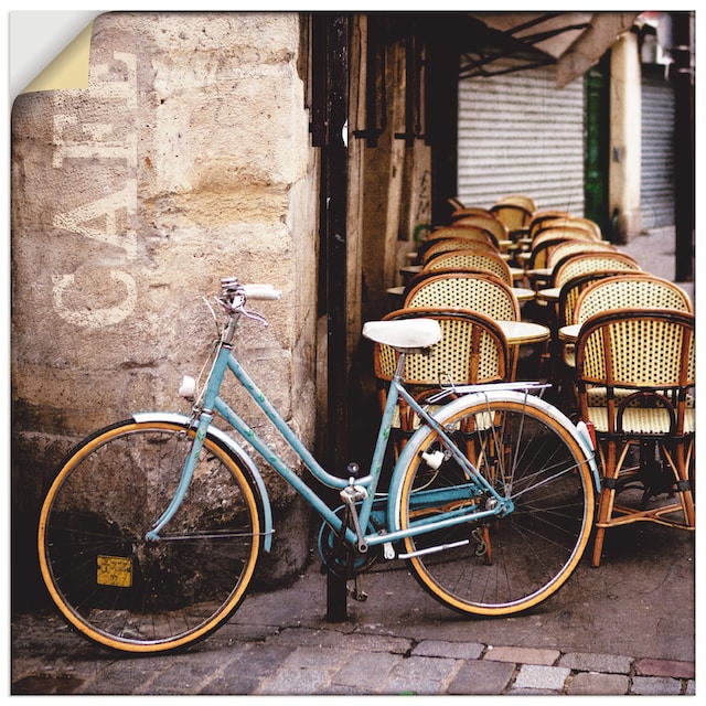 Artland Wandbild »Fahrrad am Café«, Fahrräder, (1 St.), als Leinwandbild,  Wandaufkleber oder Poster in versch. Größen auf Rechnung kaufen