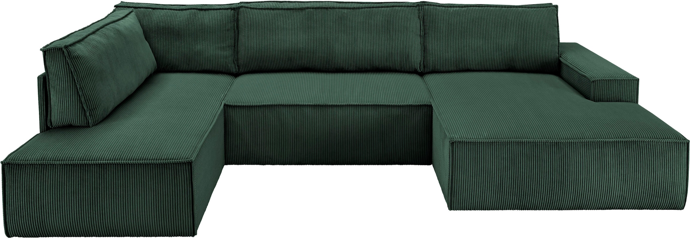 Home affaire Wohnlandschaft »SHERWOOD 329 cm, U-Form, Schlafsofa,«, Schlaffunktion m. Bettkasten (194x139 cm), Cord, Vintage, Samtvelours