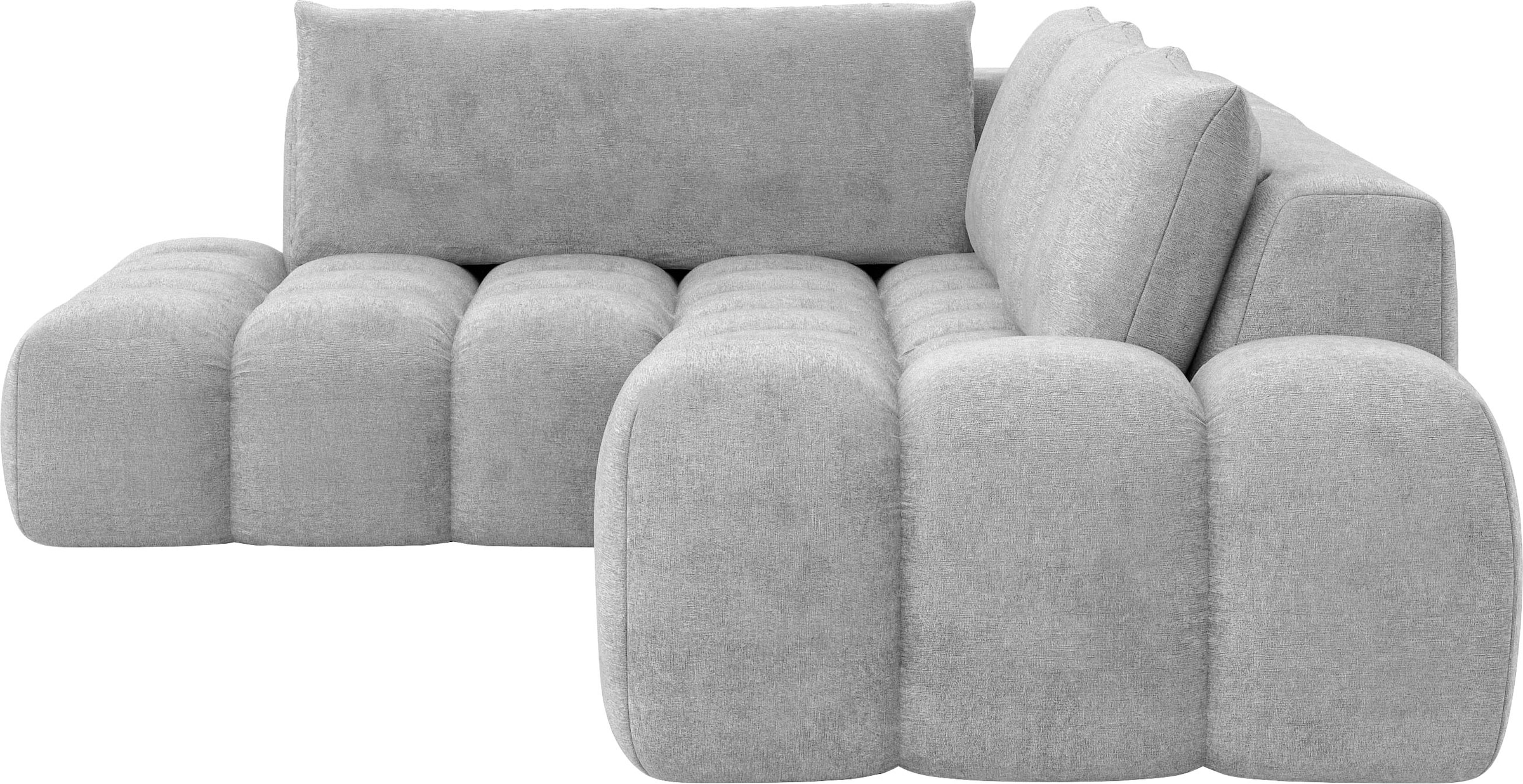 OTTO home Ecksofa »AZITA L-Form, XXL 352 cm Designsofa in Bubble-Opitk« lose Rückenkissen, traumhafte Steppung