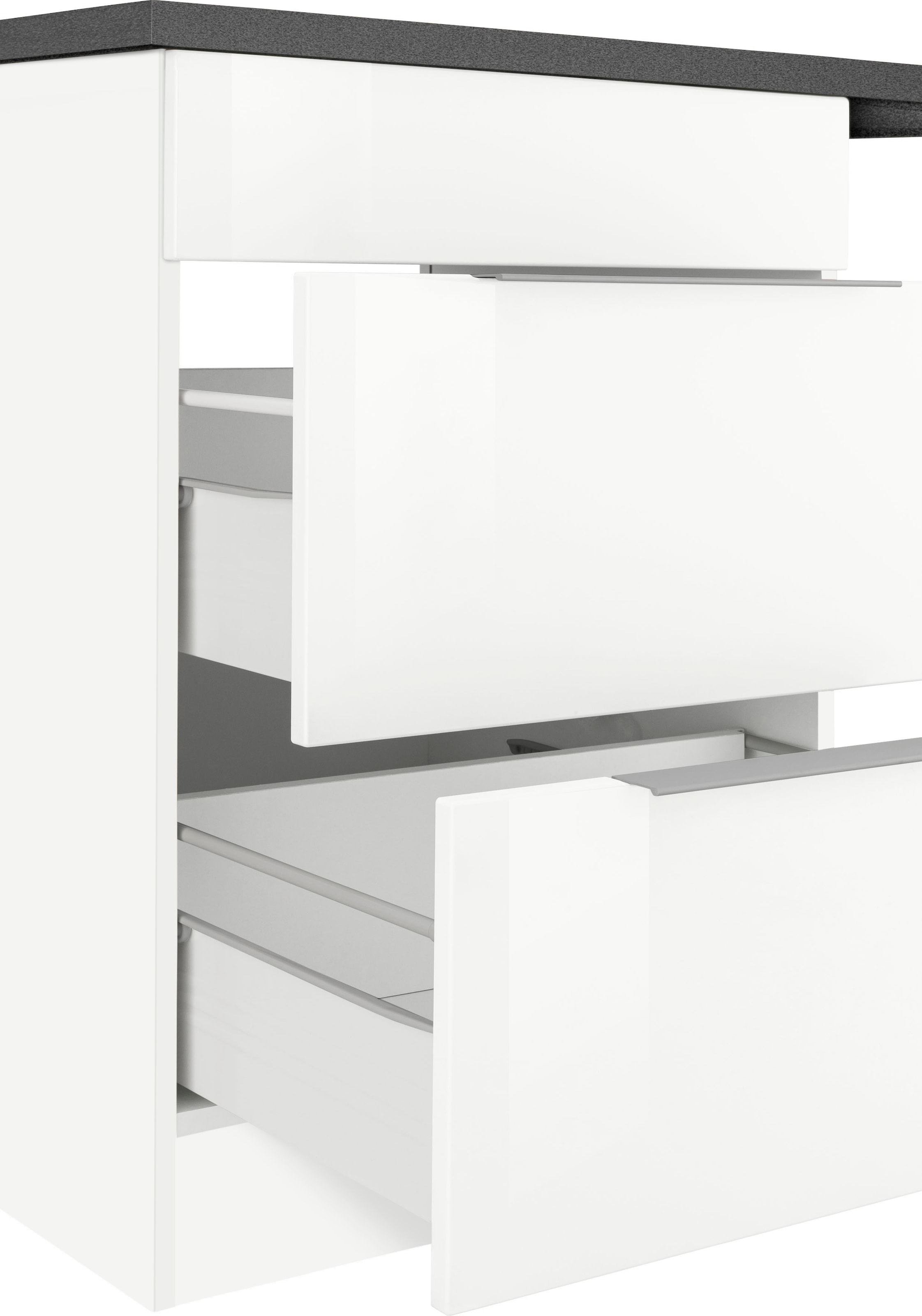KOCHSTATION Küchenzeile »KS-Brindisi«, Breite 220 cm, wahlweise mit E-Geräten, mit MDF-Fronten