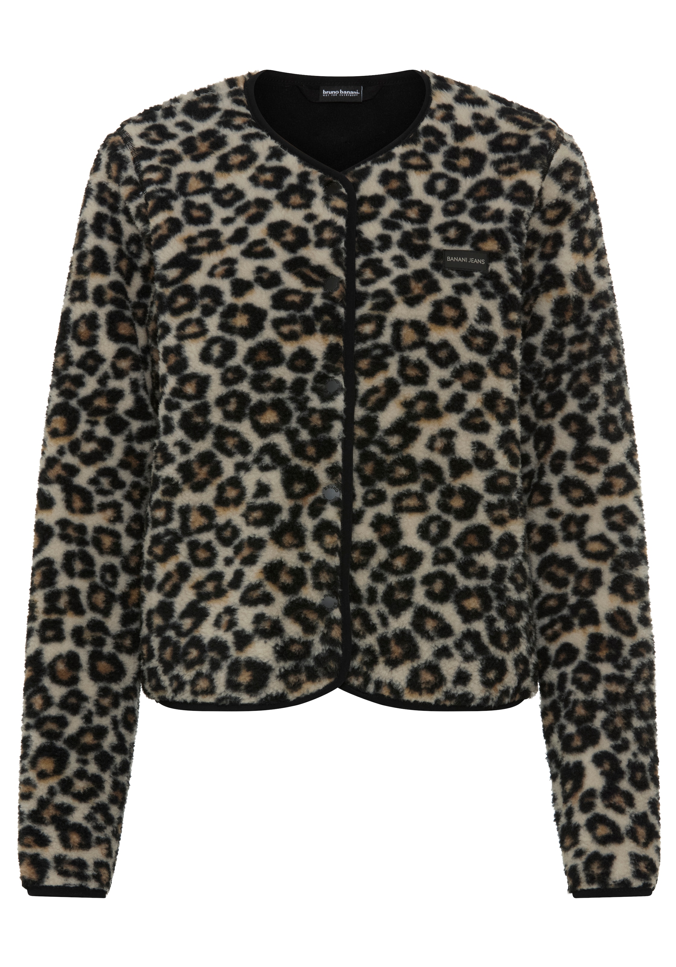 Bruno Banani Fleecejacke Teddy Fleece Flauschig mit Knöpfen bedruckt