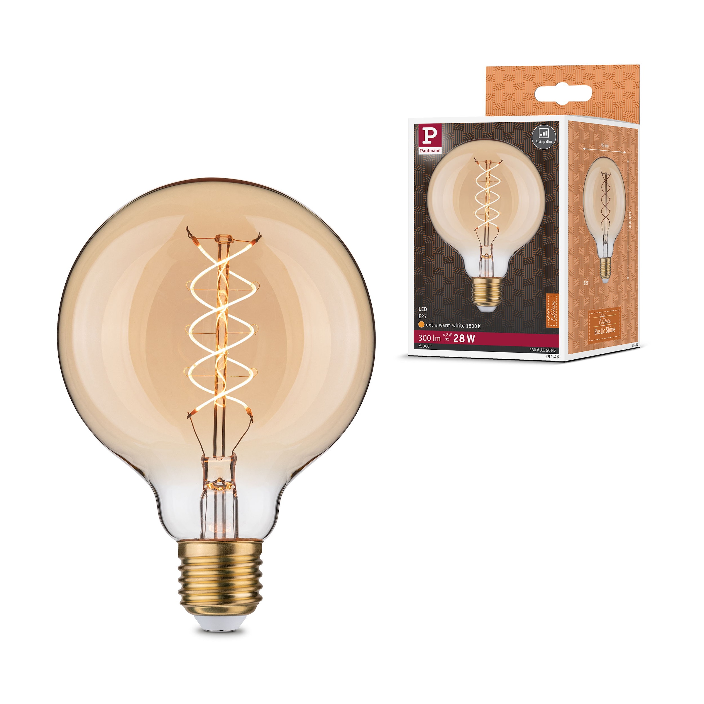 Paulmann LED-Leuchtmittel »Rustic Shine G95 300lm 4,2W 1800K S gold 230V« E27 1 Stk.