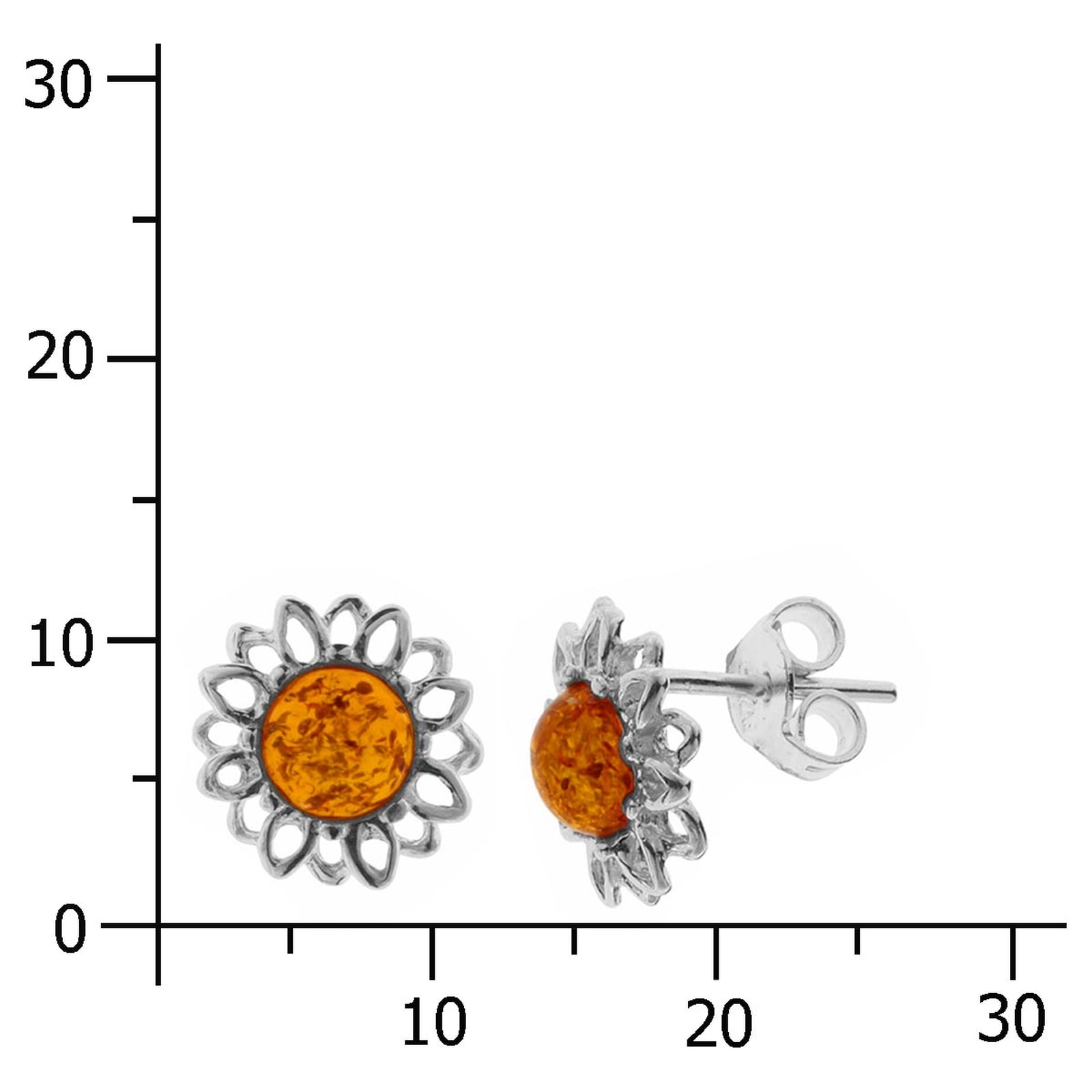 OSTSEE-SCHMUCK Paar Ohrstecker »- Blüte 12 mm - Silber 925/000 - Bernstein«