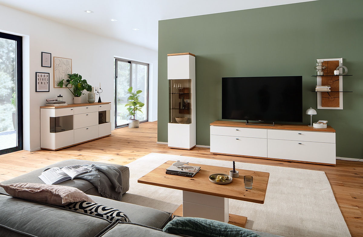 MCA furniture Lowboard »Matadi Lowboard«, (1 St.), Lowboard,TV-Schrank,Weiß,Holzabsetzung,Schubkästen,B: 210cm