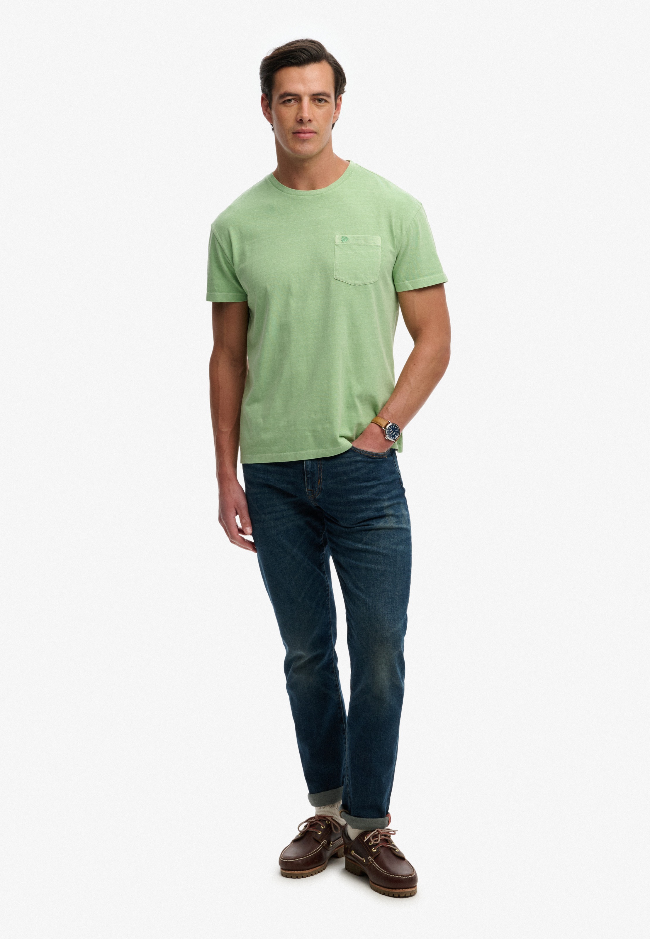 Superdry Rundhalsshirt »COTTON CLASSIC LINEN PKT TEE« aus tollem Baumwoll-Leinen-Mischgewebe