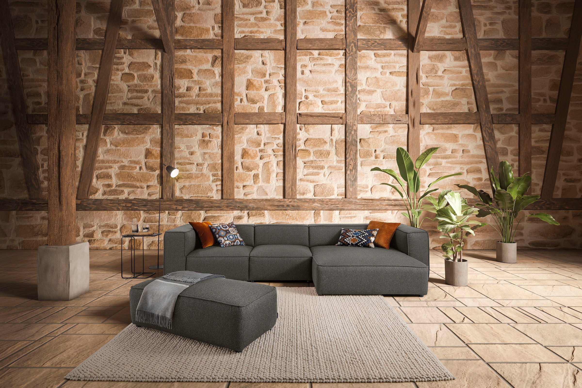 W.SCHILLIG Ecksofa »around-the-block Mega Sofa, viel Platz und hoher Sitzkomfort, L-Form« mit eleganter Biese, mit Federkern, Breite 341 cm