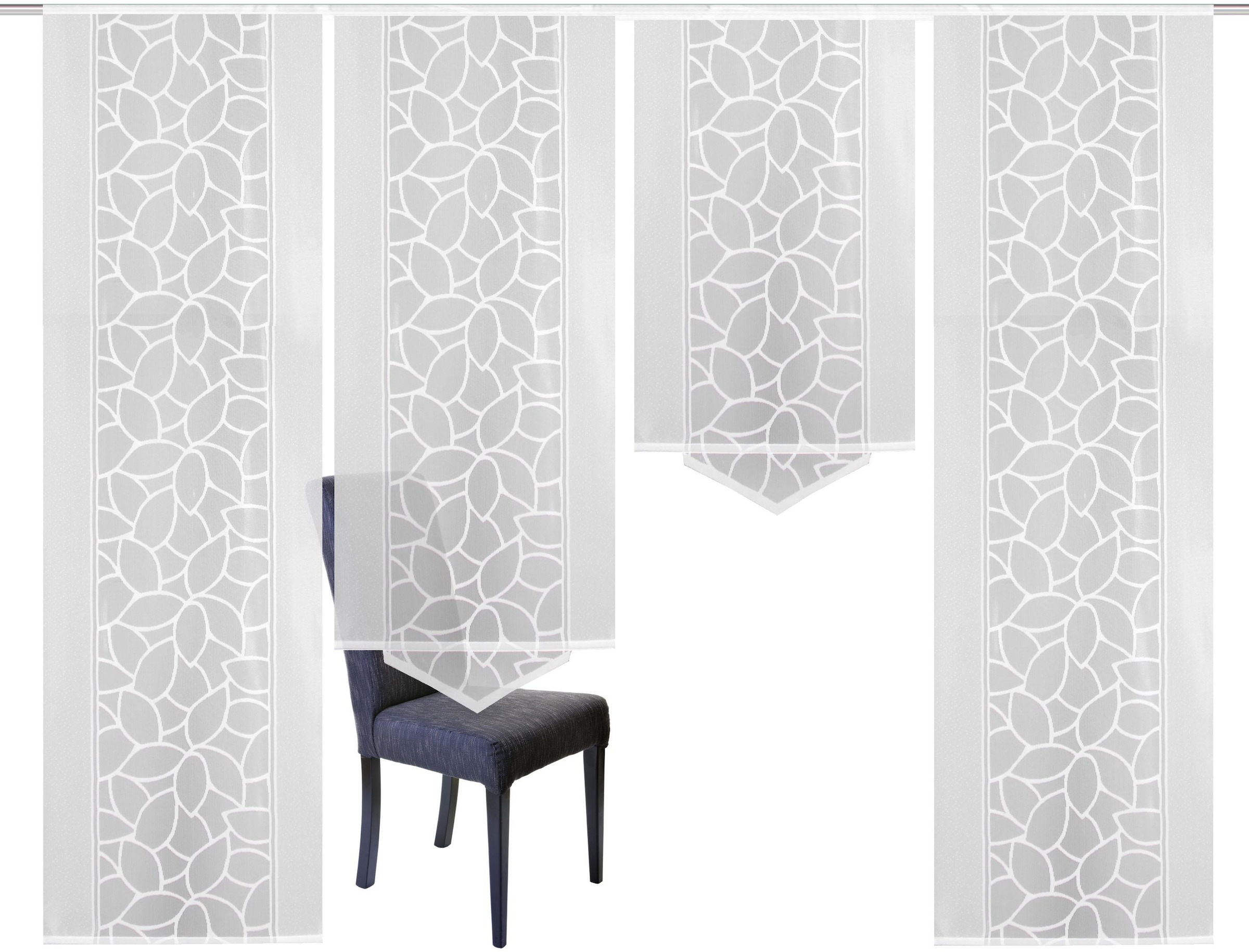 HOME WOHNIDEEN Schiebegardine »JENNA« Klettband 4 Stk. tlg. Schiebevorhang Jacquard Set