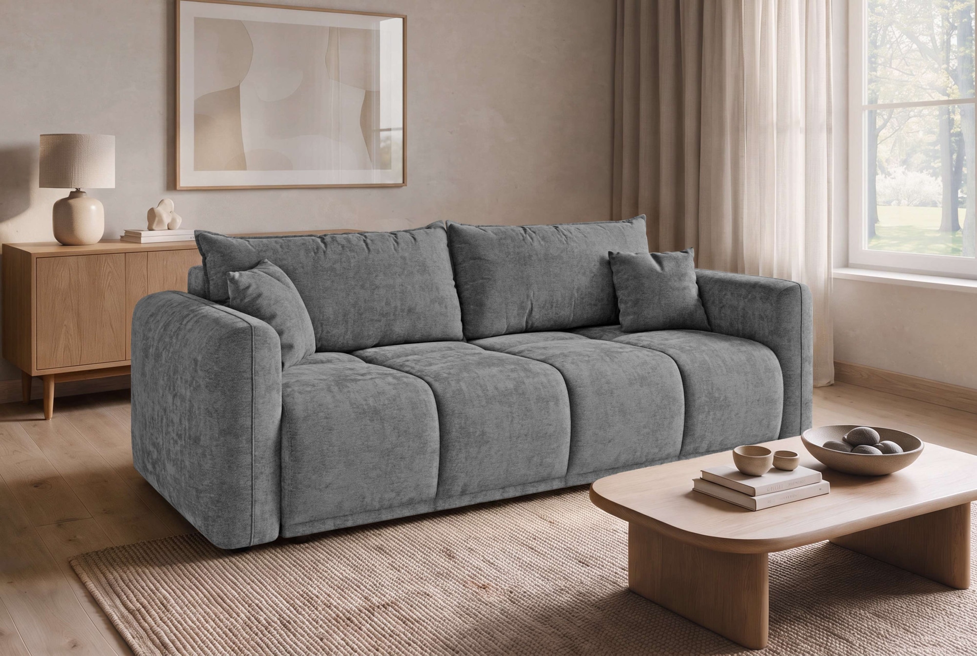 OTTO home 3-Sitzer »LOXXA Schlafsofa mit Bettkasten, komfortables Sitzgefühl, Breite 241cm« Liegefläche 150x192cm, inklusive Rückenkissen, moderne Steppung