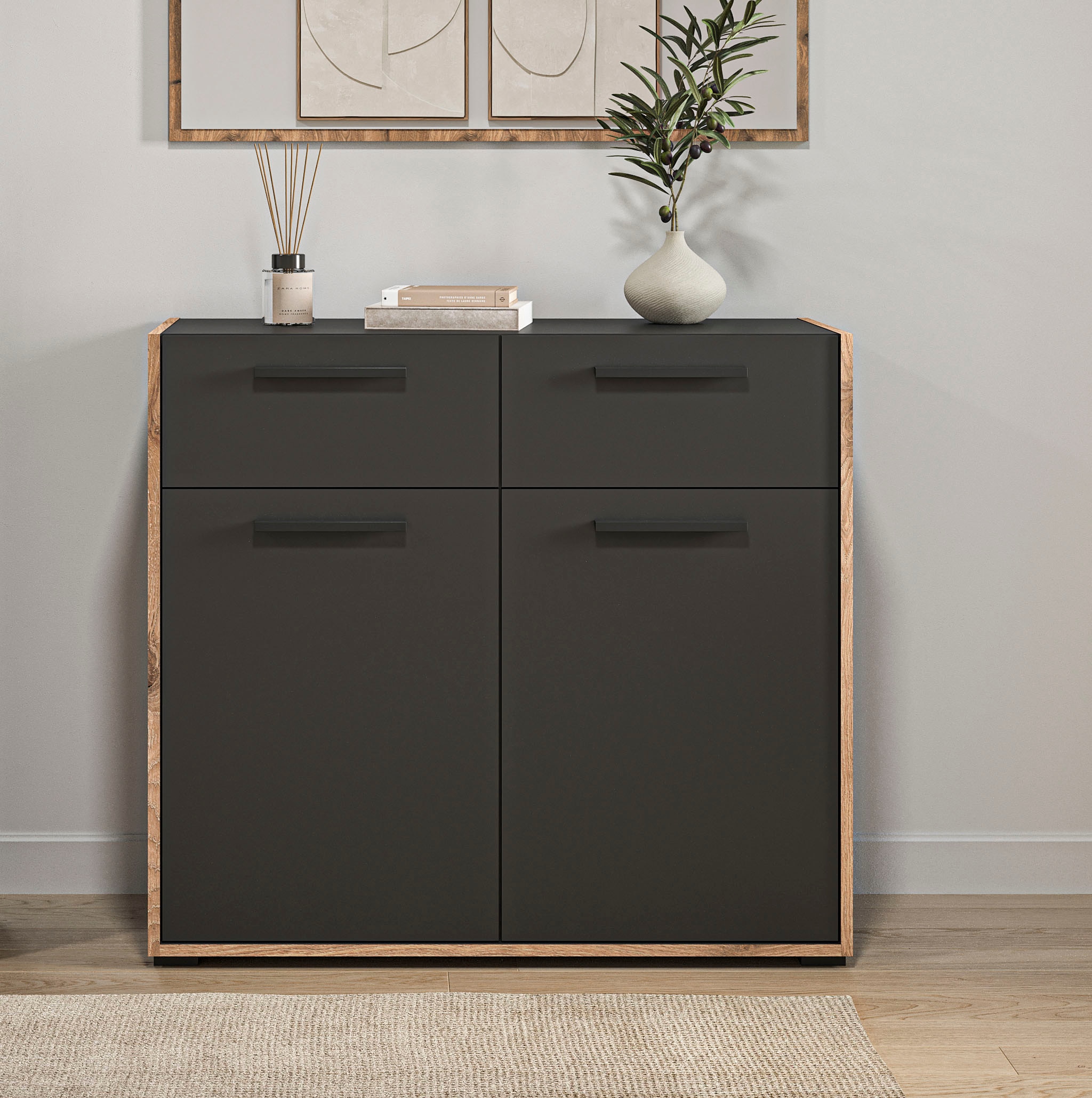INOSIGN Kommode »MUSTA, Breite: 95cm, 2 Schubkästen, 2 Türen, 4 Fächer« Anrichte, Sideborad, Highboard, Schrank, Schuhkommode, Flurkommode