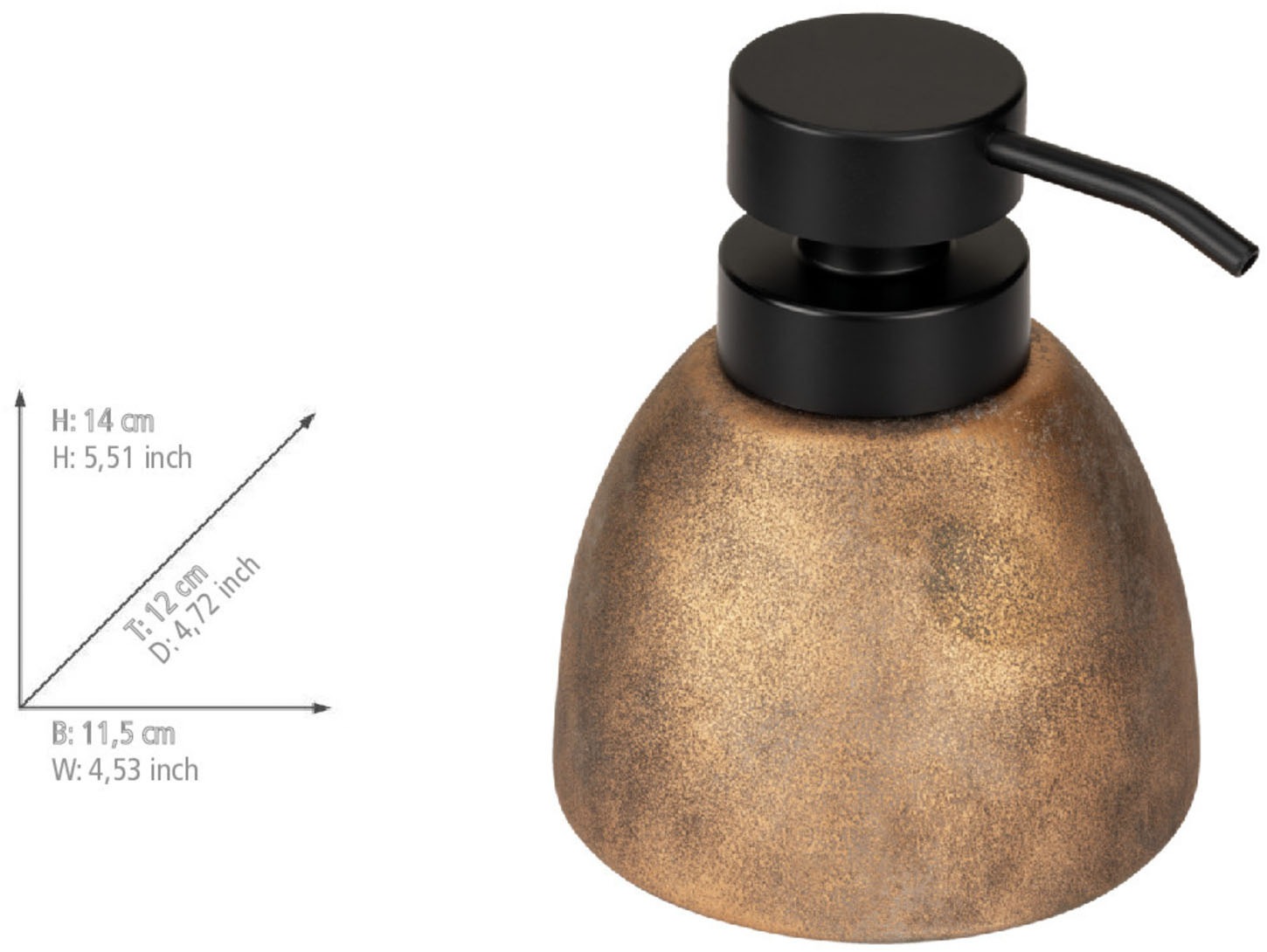 WENKO Seifenspender »Tremea« Dosierspender in matter Bronze-Optik, hochwertige Keramik, 300 ml