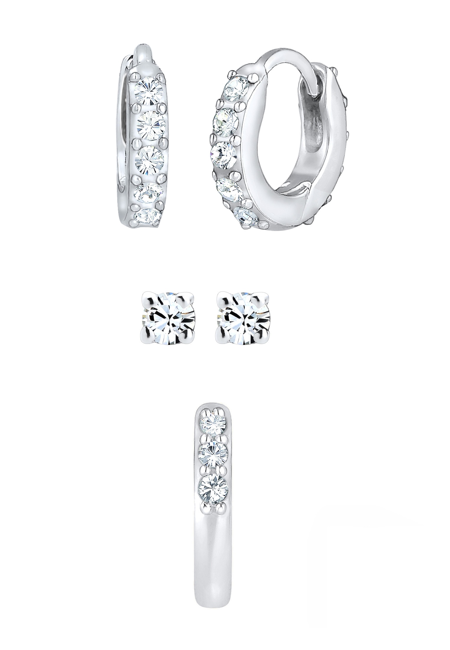 Elli Ohrstecker-Set »Ohrringe Kristallen 3er Set 925 Silber«