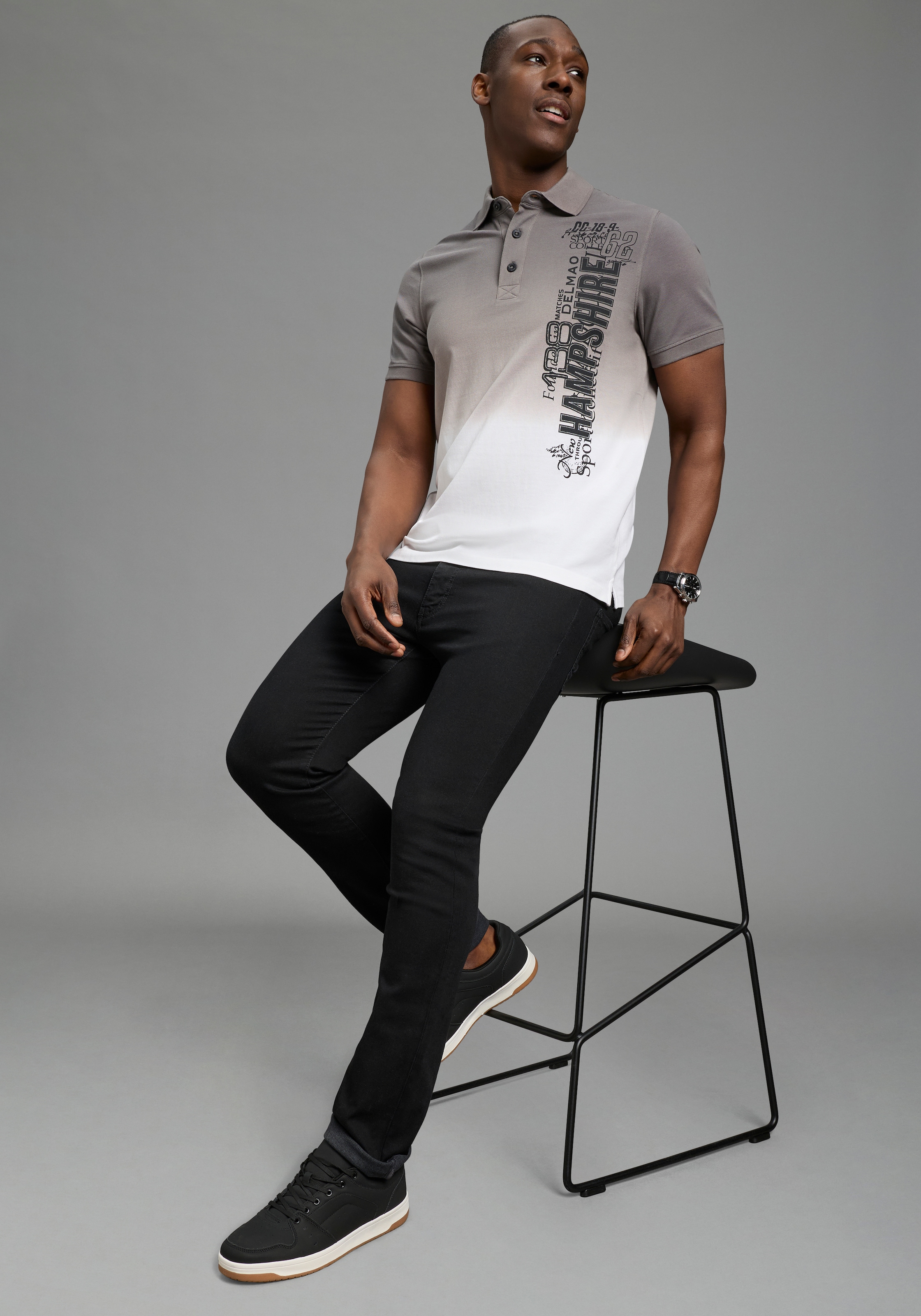 DELMAO Poloshirt kurzärmelig,  lässiges Batikmuster,  Polokragen