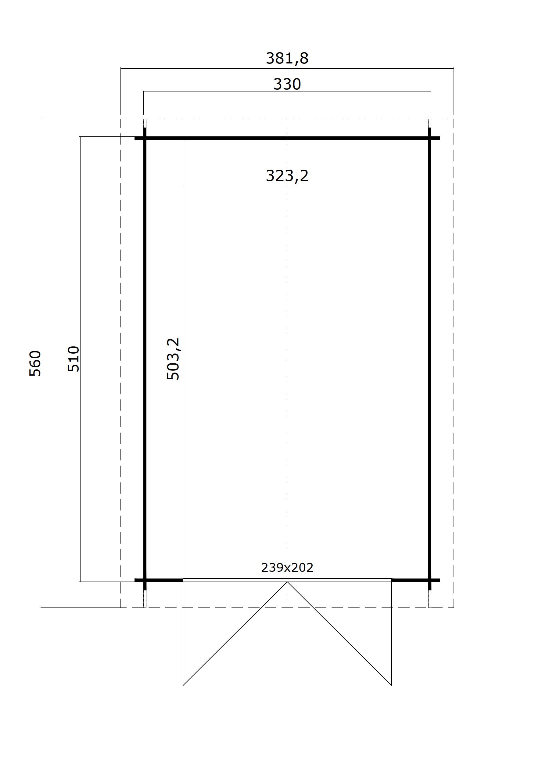 Nordic Holz Einzelcarport »MAURITIUS 34« Massivholz 229 cm Natur breites Vollholz-Garagentor