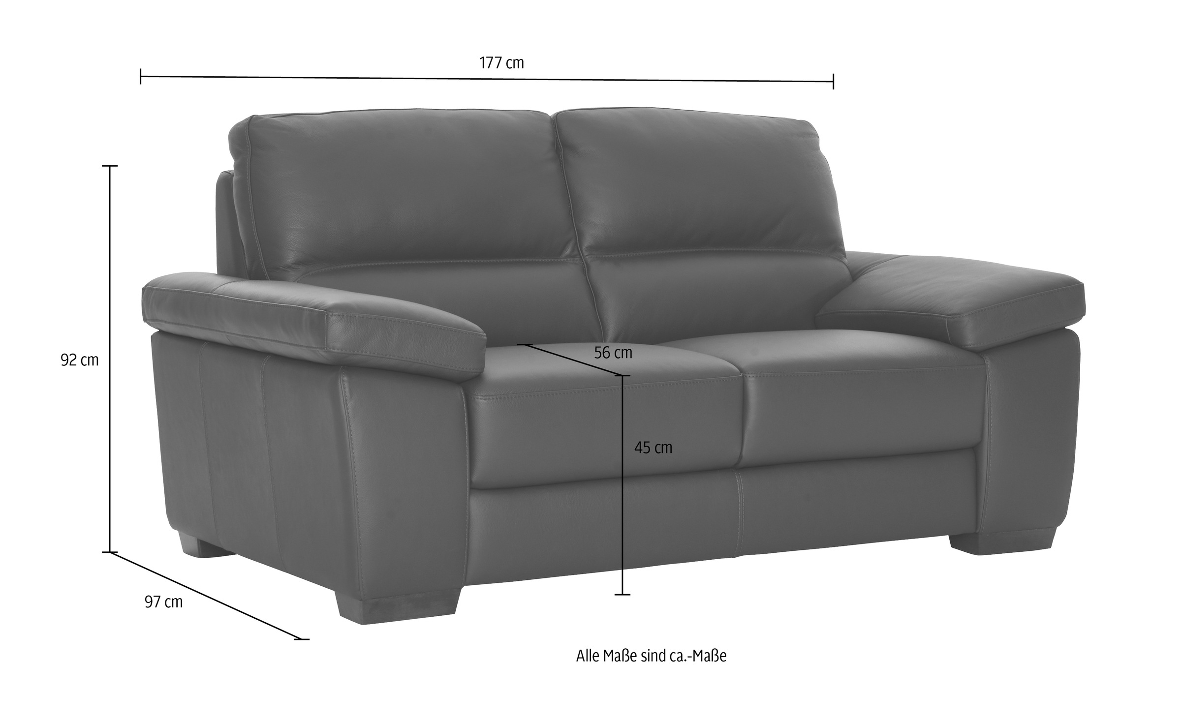 CALIA ITALIA 2-Sitzer »Gaia, Sofa im edlen Design und mit erstklassigem Sitzkomfort«, aus pflegeleichtem Luxus-Microfaser Ginevra Hydro Care