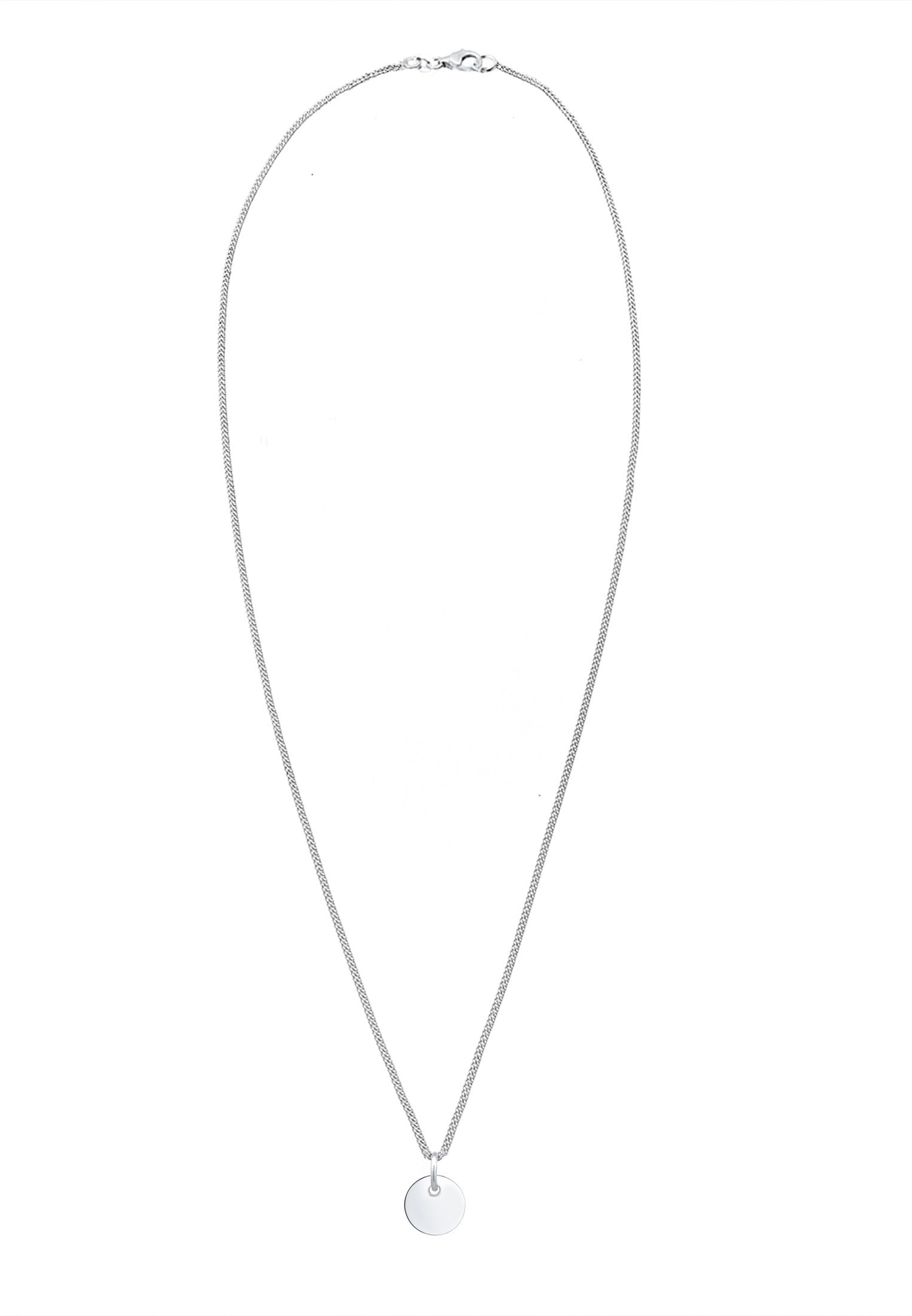 Elli Kette mit Anhänger »Halskette Panzerkette mit Kreis Rund Plättchen 925 Silber«