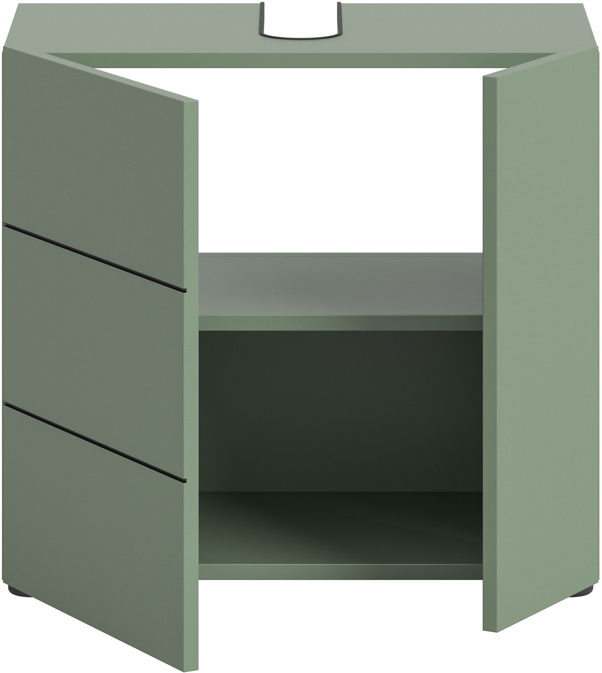 welltime Waschbeckenunterschrank »BIEL, Breite: 60 cm, 2 Türen, 2 Fächer, Siphonausschnitt« 1 Stk. tlg. Waschbeckenunterschrank, Unterschrank, WBU, Badezimmer, Bad