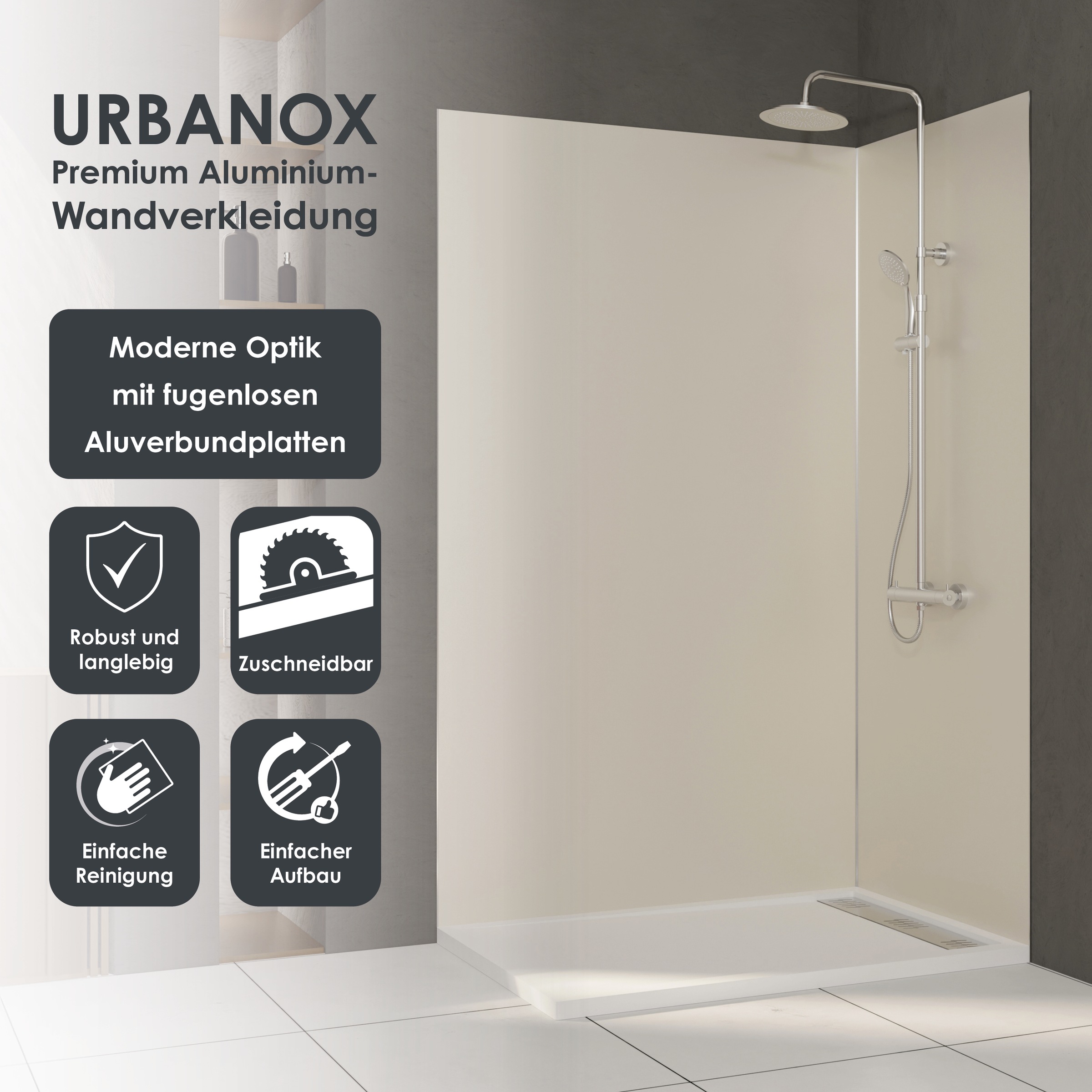 Marwell Duschrückwand »Urbanox«, (1 tlg.), 1 Paneel: 90 x 210 cm