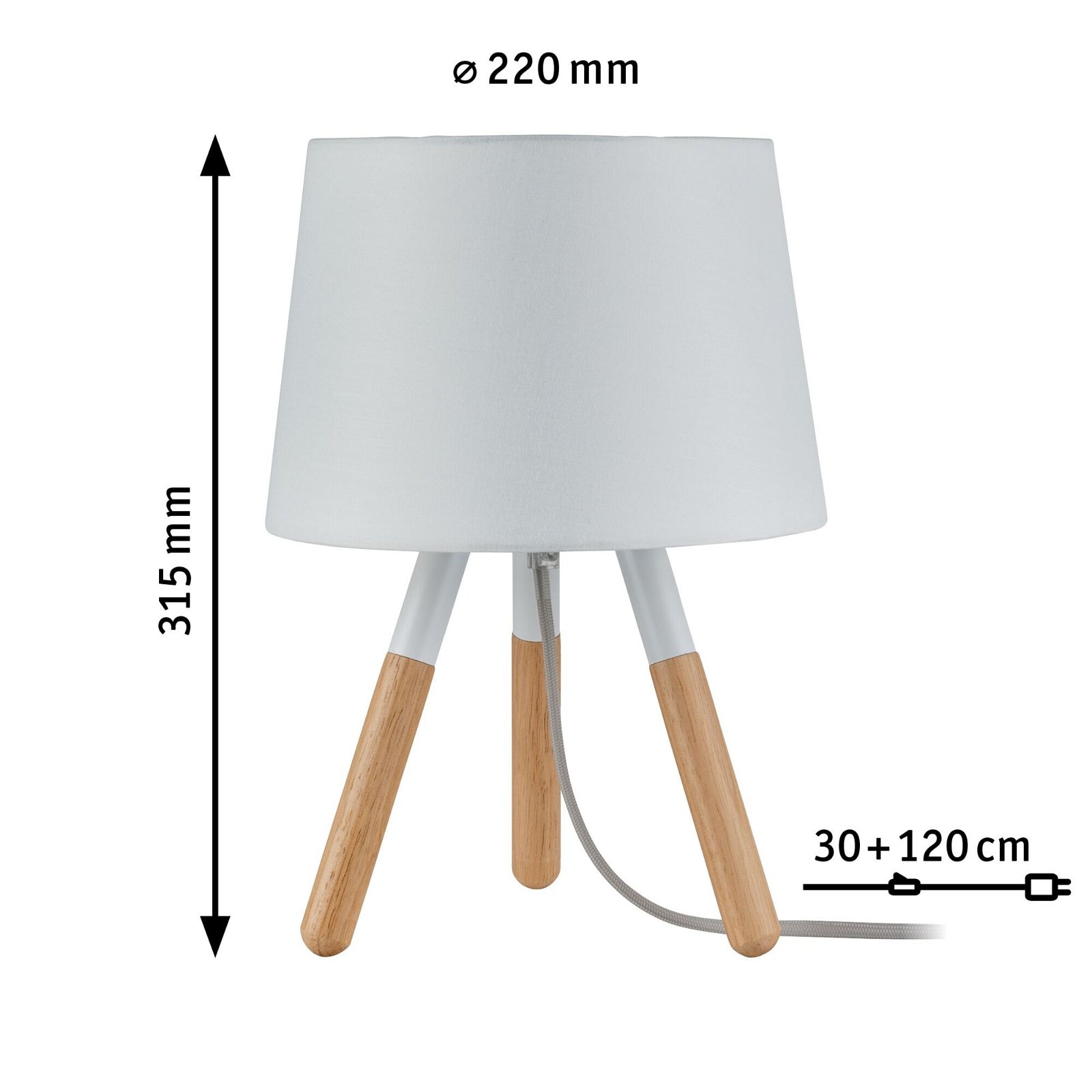 Paulmann Tischleuchte »Neordic Berit max.1x20W E27 Weiß/Holz 230V Stoff/Metall«, 1 flammig, Leuchtmittel E27 | ohne Leuchtmittel