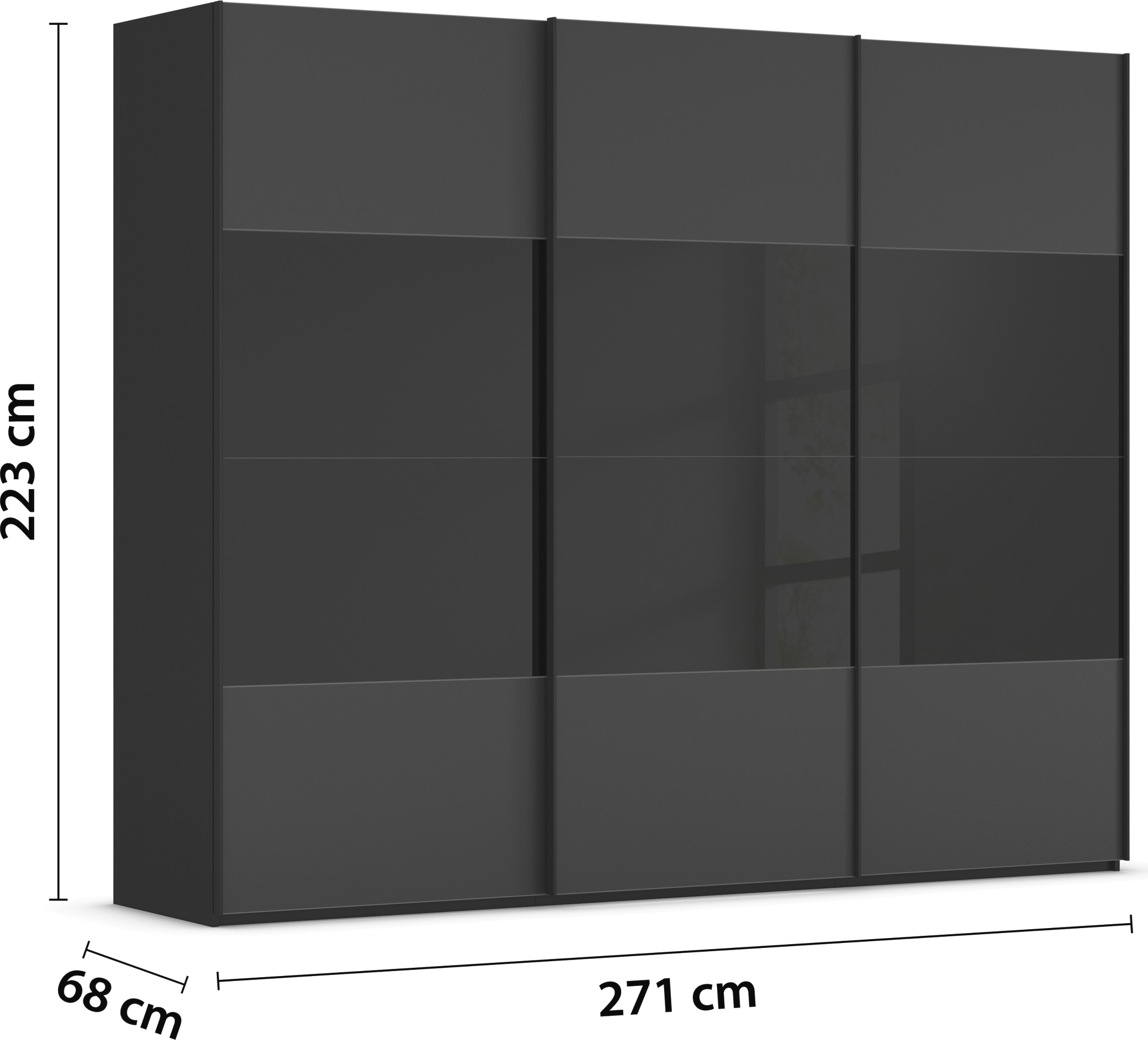 rauch Schwebetürenschrank »Kleiderschrank Schrank Garderobe Schlafzimmerschrank SCALE-FYRA«, edle Türen viergeteilt Glas matt/glänzend viele Farben MADE IN GERMANY