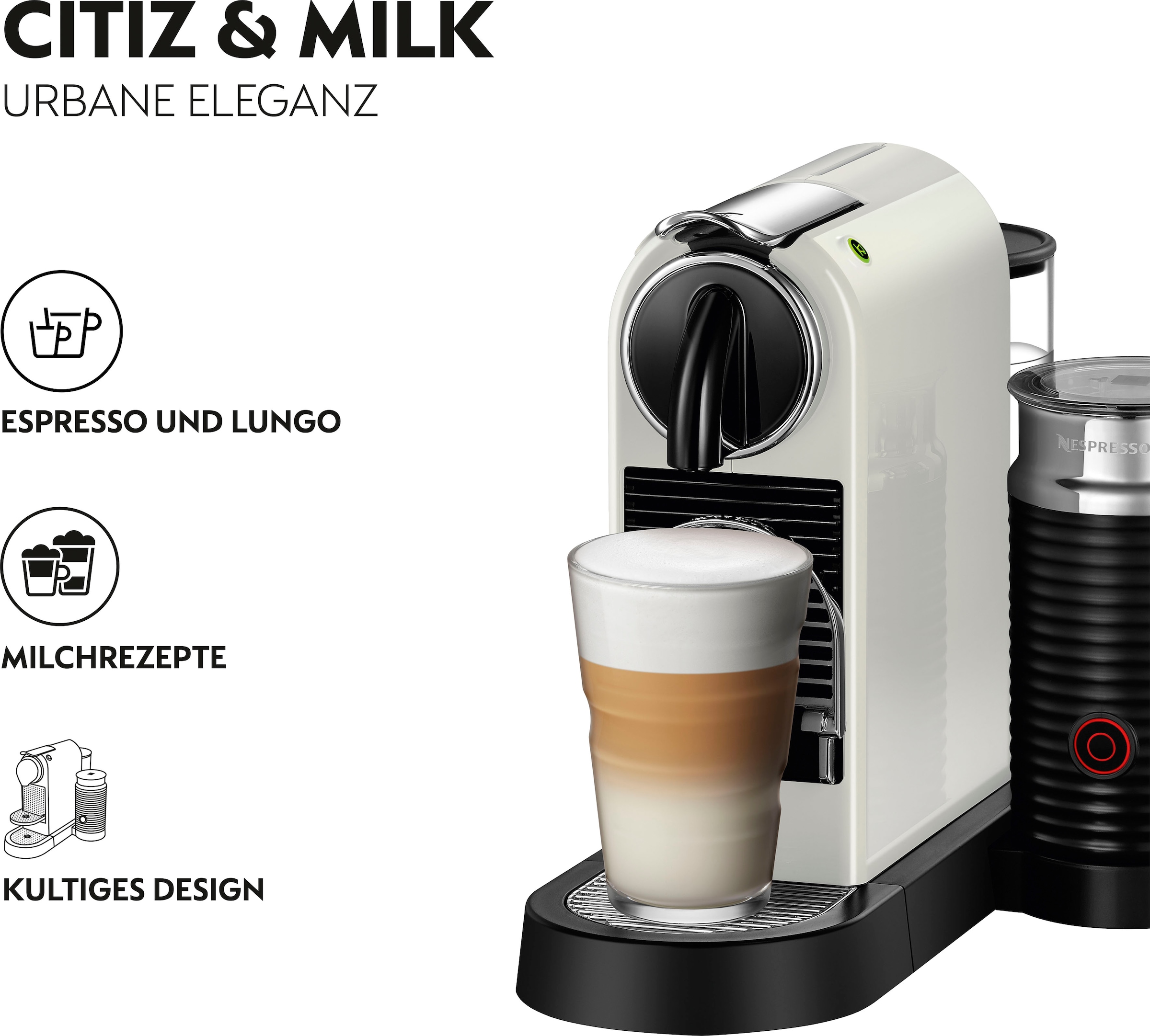 Kapselmaschine Aeroccino 3 Garantie von Kapseln Nespresso »CITIZ 7 mit White«, mit EN DeLonghi, XXL Milchaufschäumer, Willkommenspaket 267.WAE inkl. Jahren