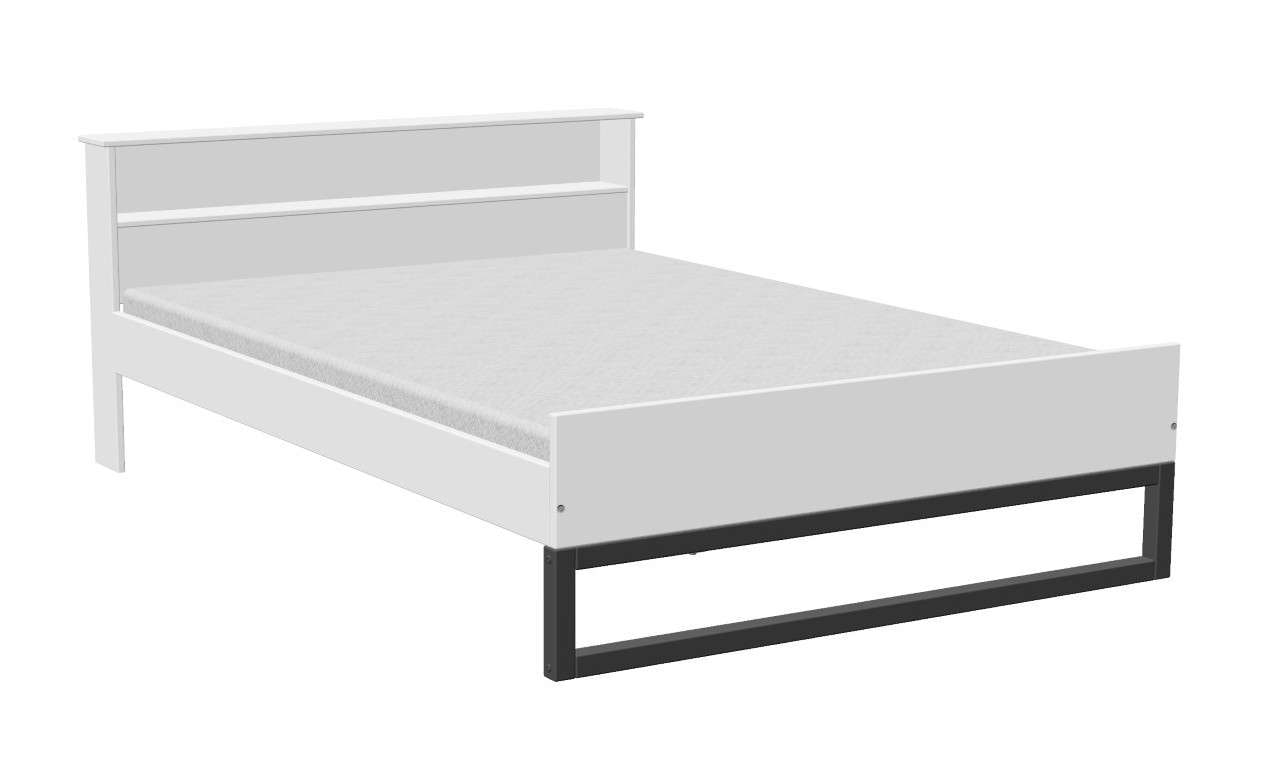 OTTO home Massivholzbett »Pannor, Industrial Design, mit Regal, Lattenrost inklusive« Liegefläche Breite 140 oder 180cm,  Kufengestell, bis 200 kg belastbar, FSC-zertifiziert, Made in EU