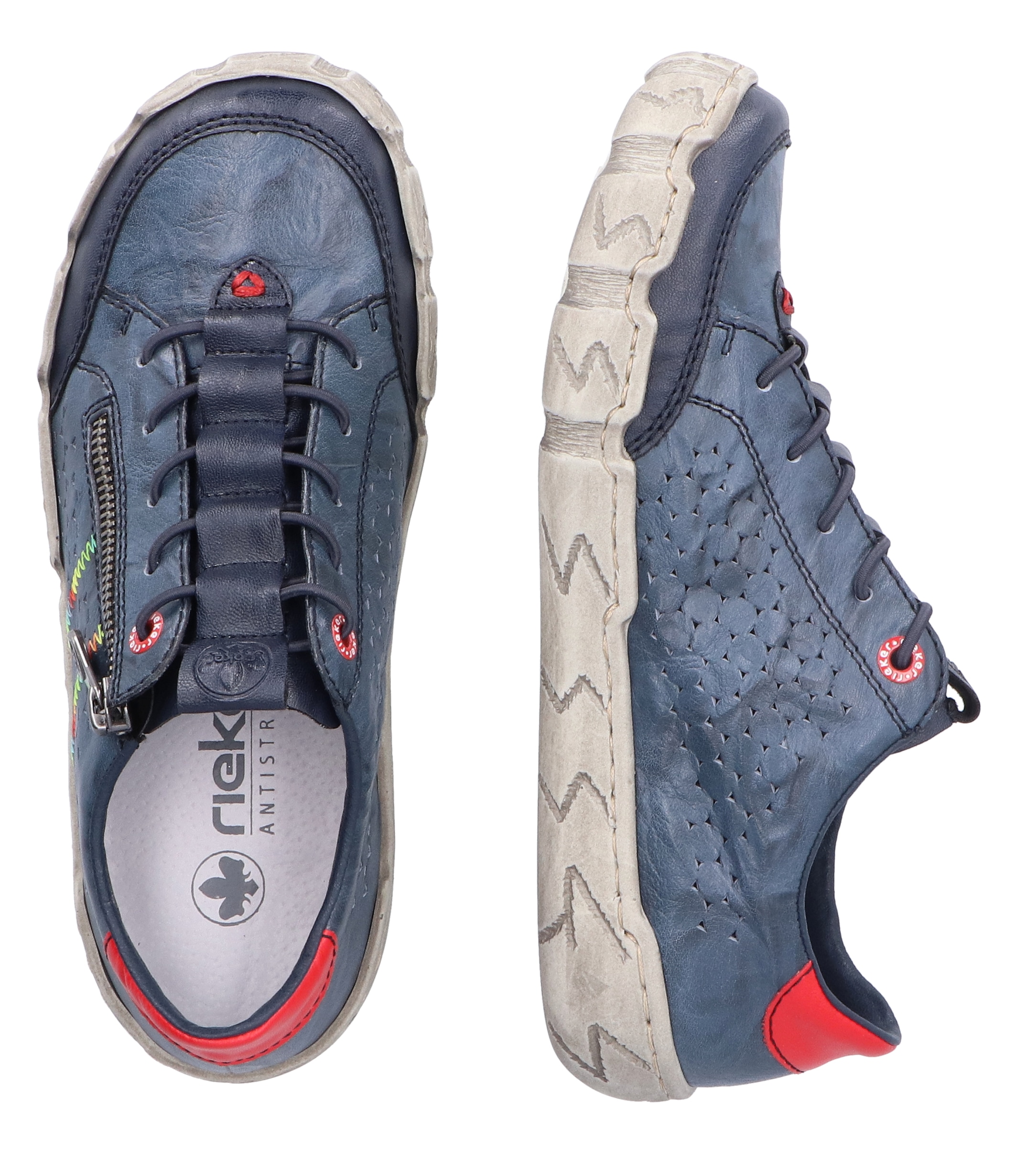 Rieker Sneaker, Freizeitschuh, Halbschuh, Schlupfschuh, mit bunter Ziernaht